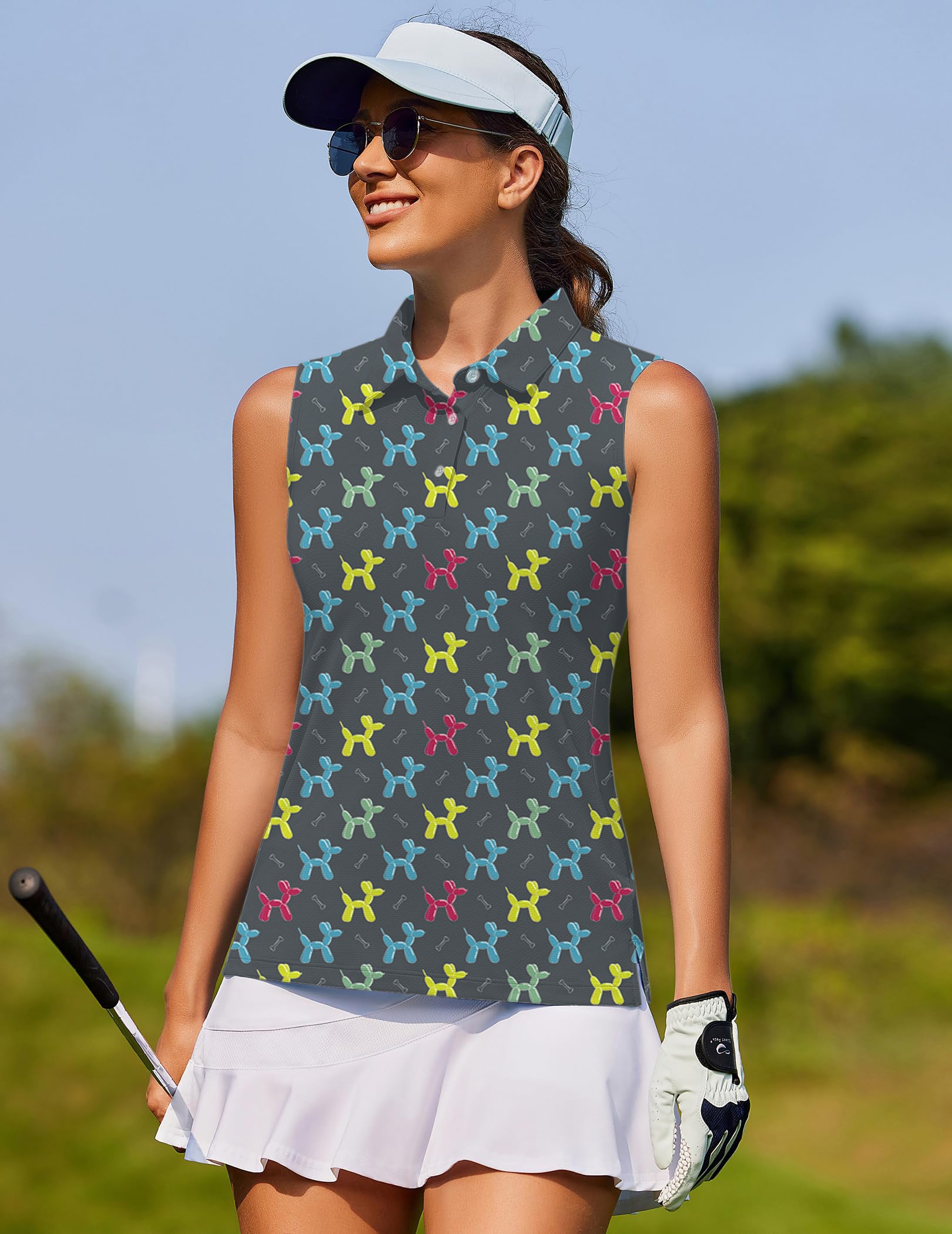 Colorful Balloon Dog Women's golf Sleeveless shirt