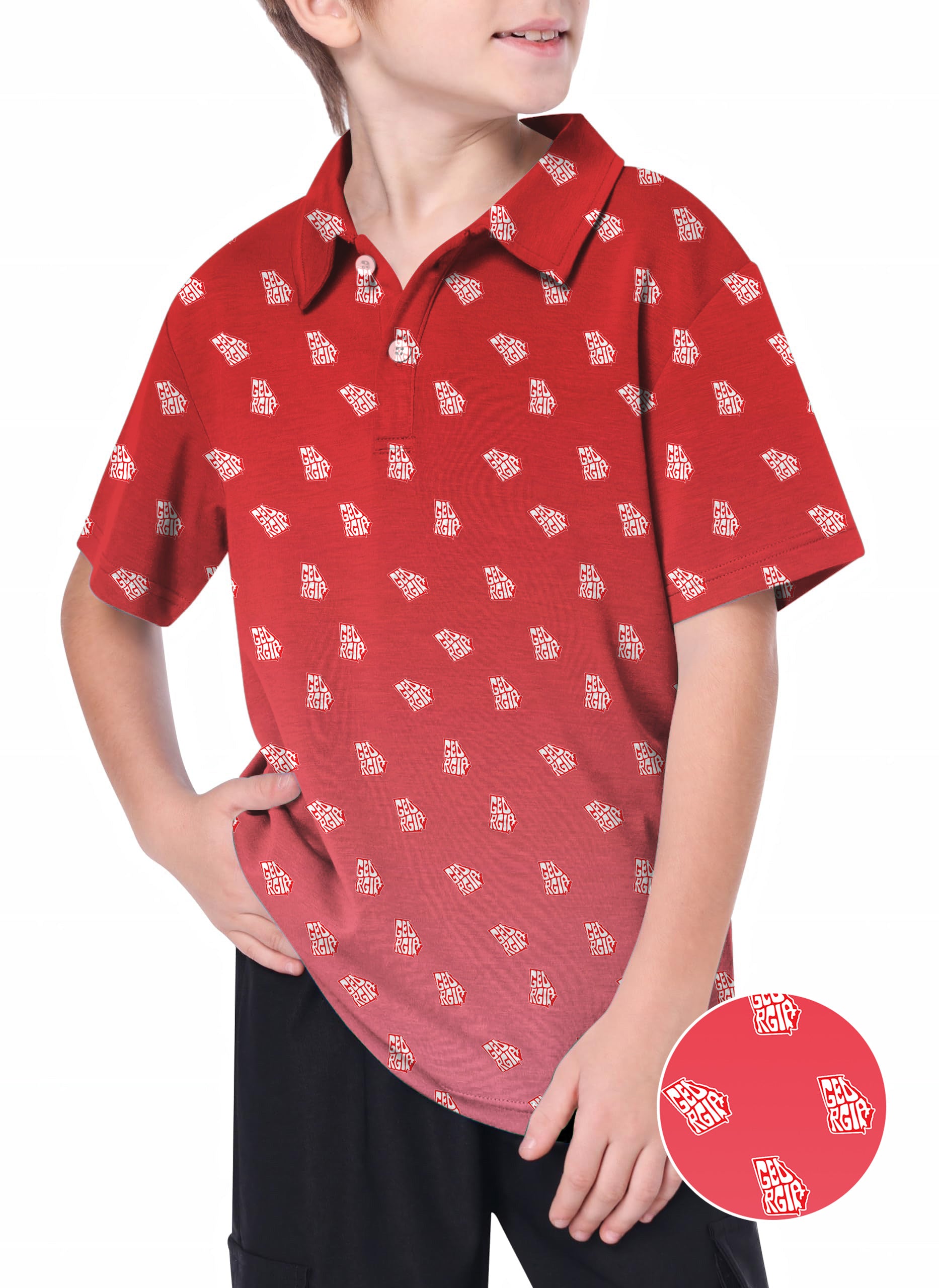 Youth Red Georgia Golf Polo