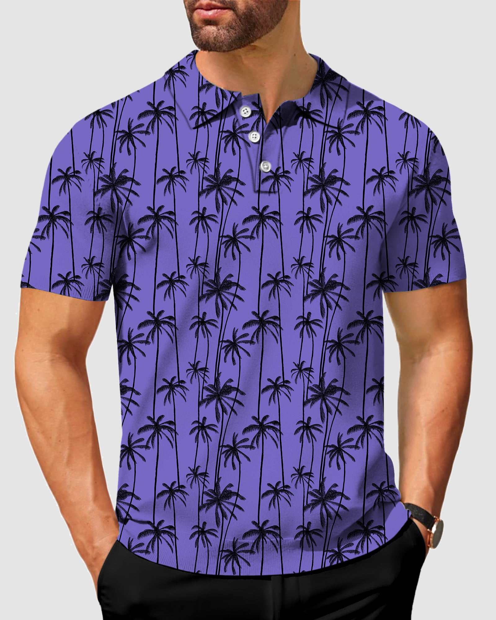 Men's Black coconut tree Polo