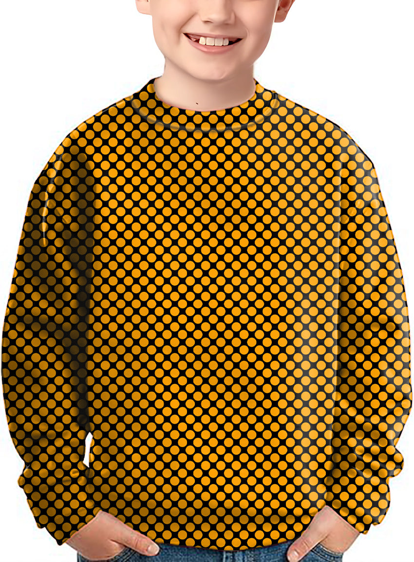 Halloween black and yellow polka dots Crewneck Pullover Kids Ugly Sweater