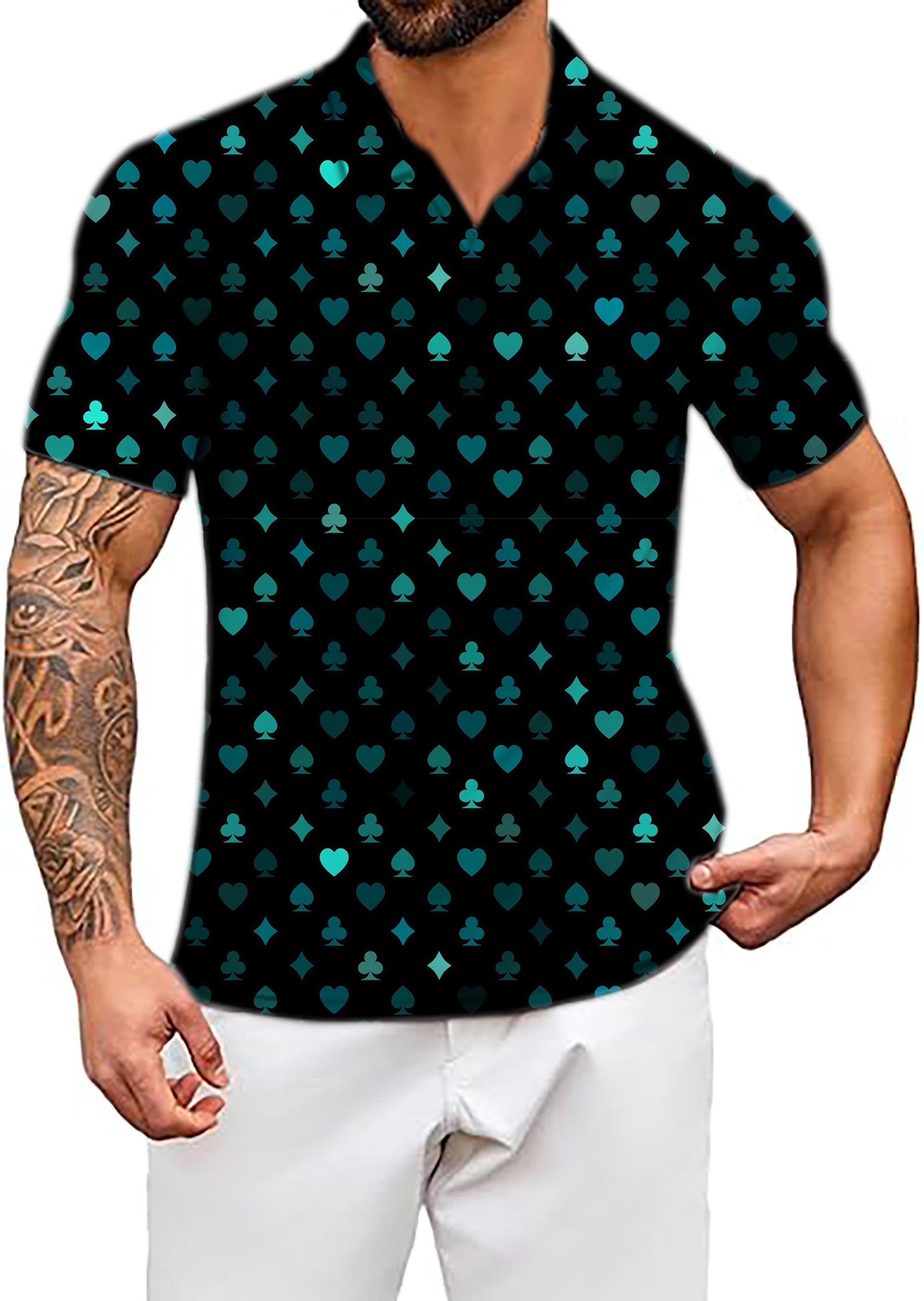 Men's Suited Up V Neck Golf Polo Shirts