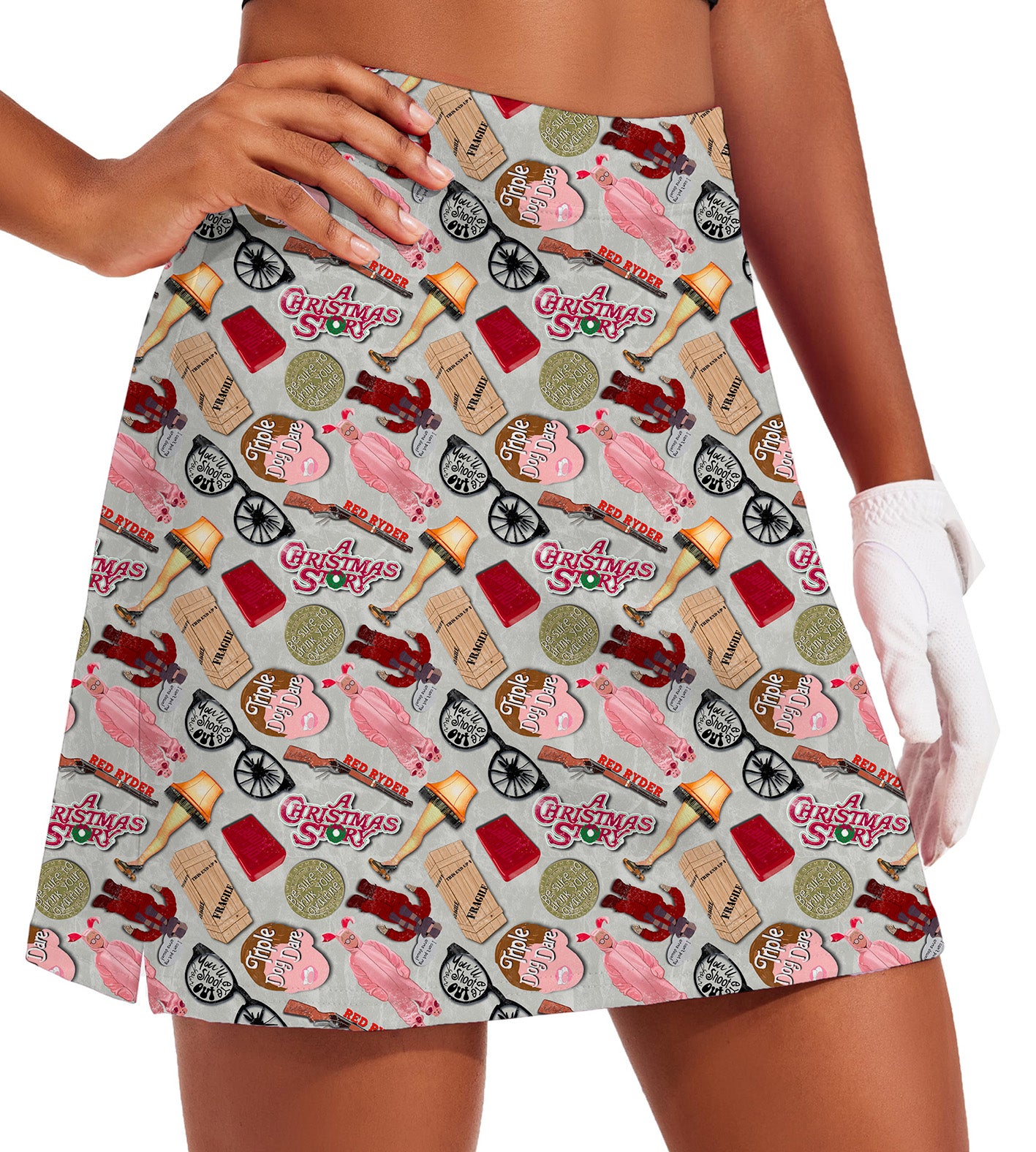 Women's Christmas Story Golf Skirts Inner Shorts Pocket