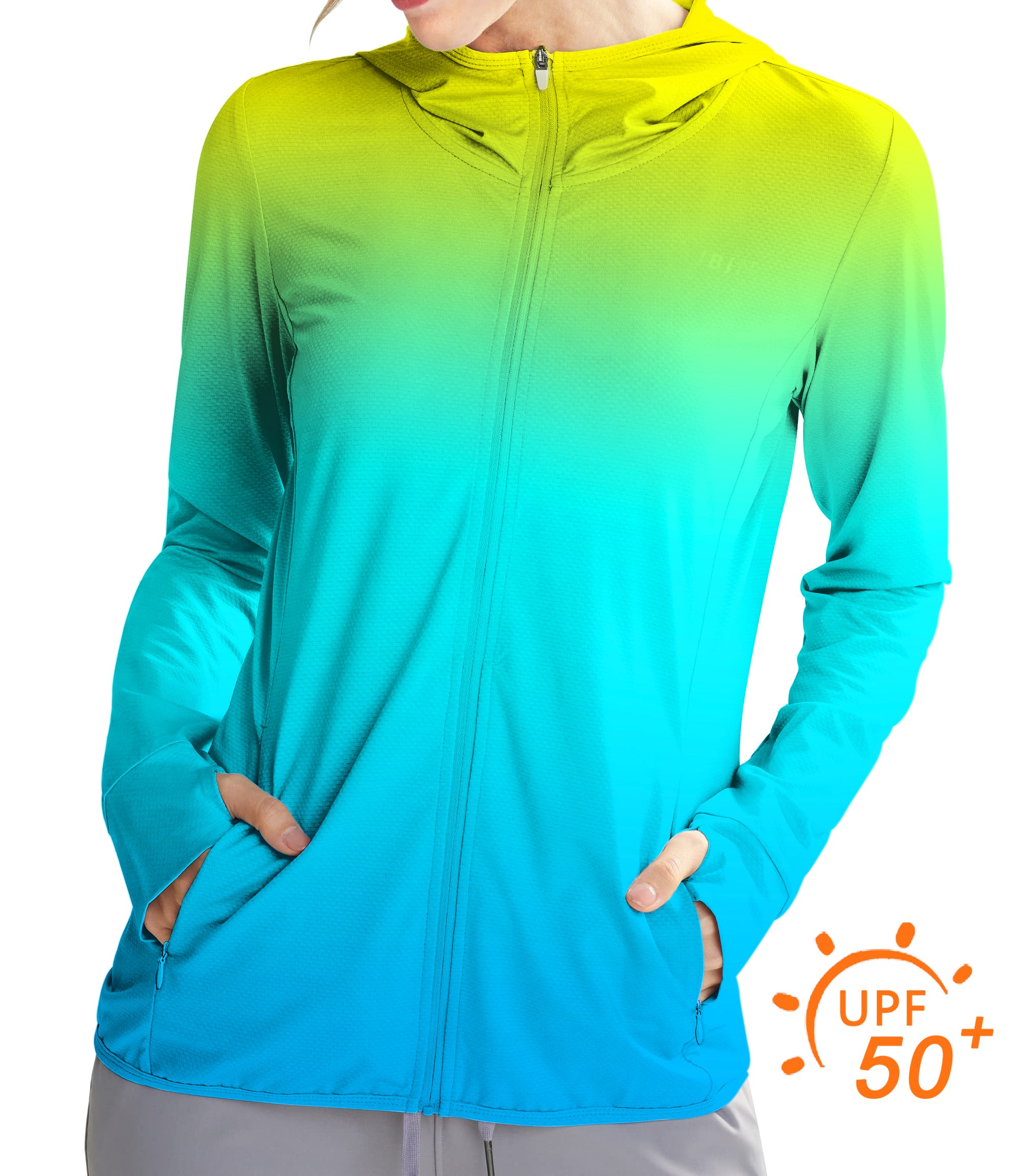 Women's Outdoor Neon Gradients Golf Sun Protection Slim Fit zip hoodies