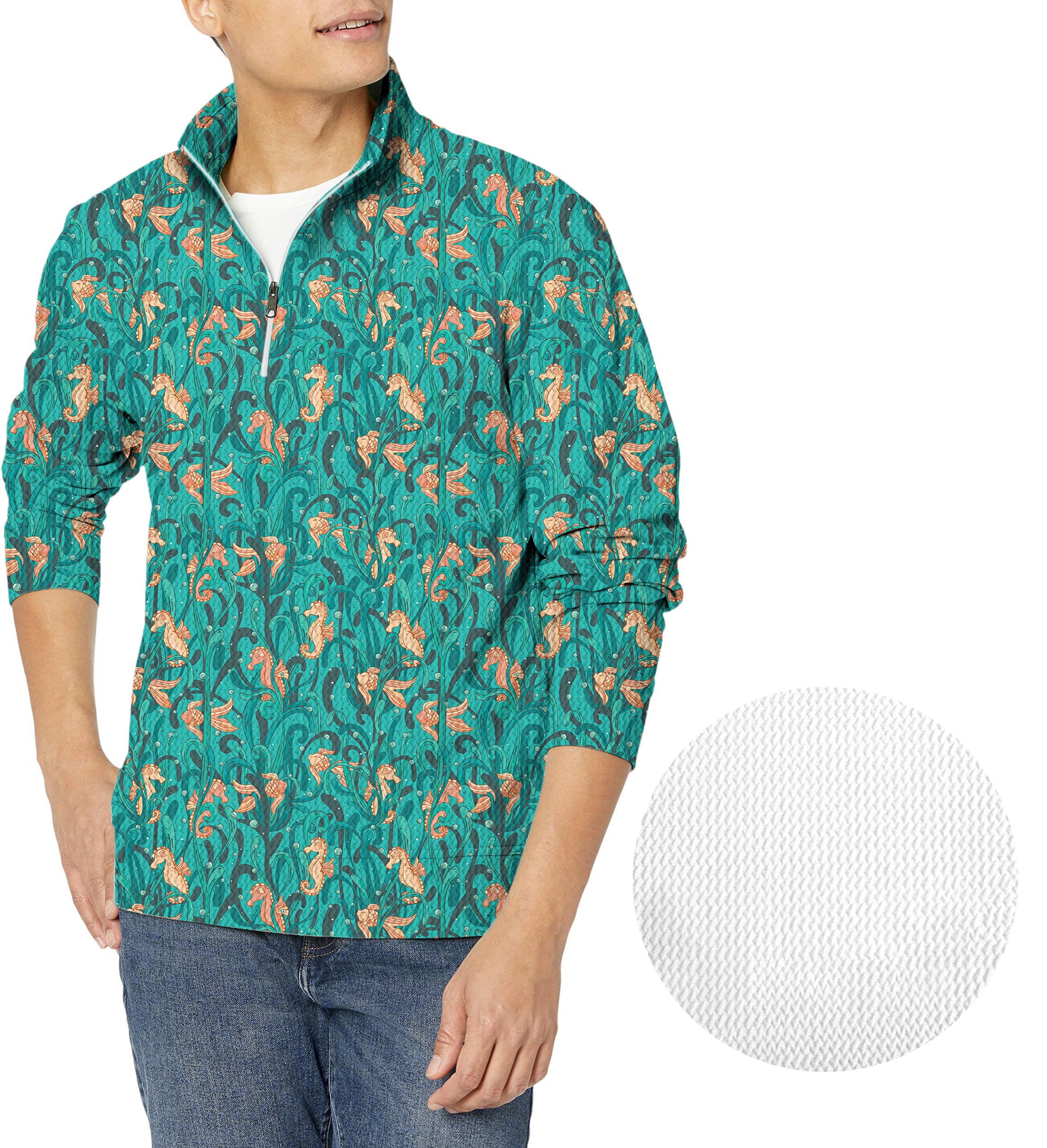 Seahorse Season-Men's Golf Waffle Zipper Pullover