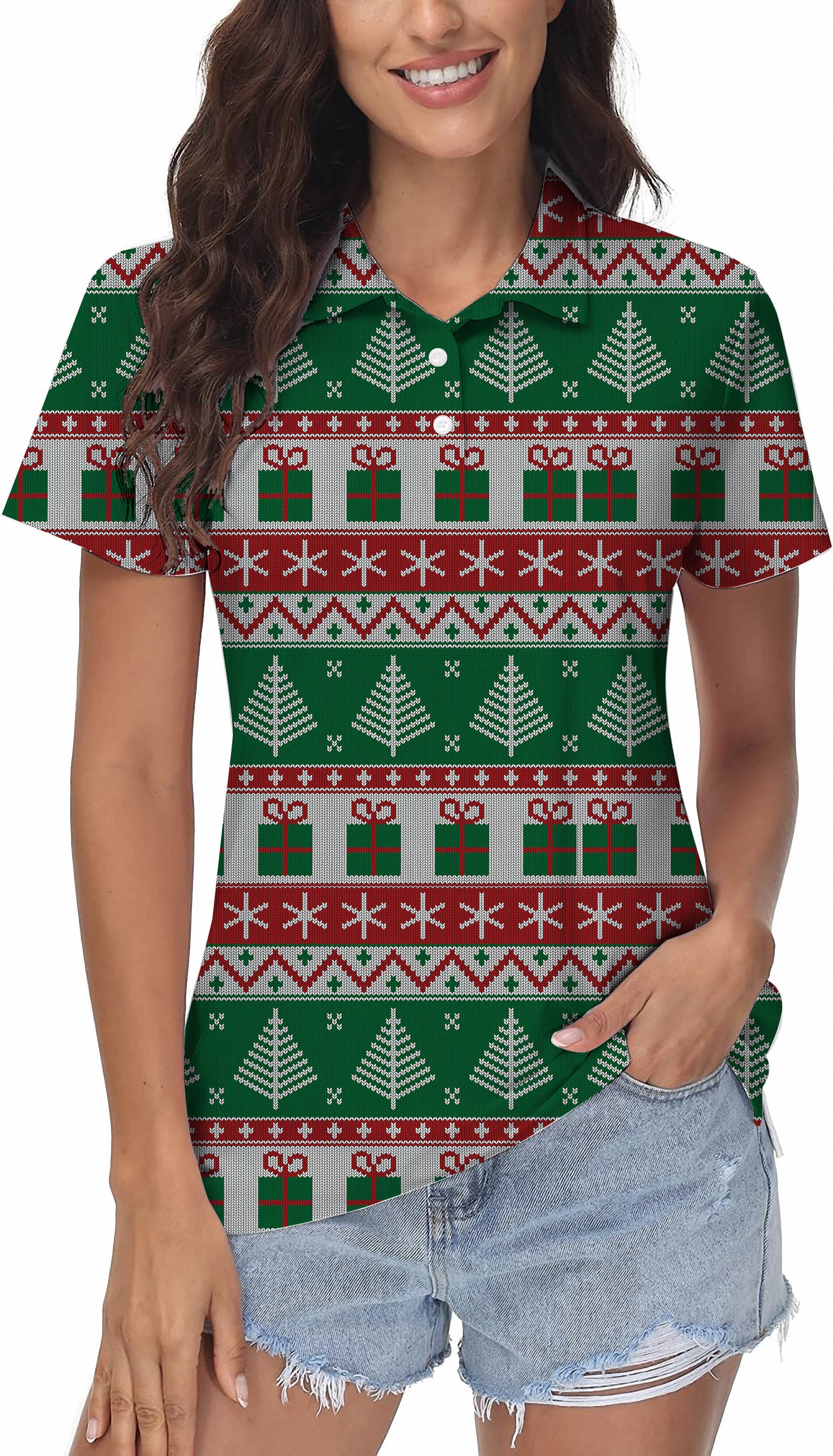 Christmas Tree Women's Golf Polo