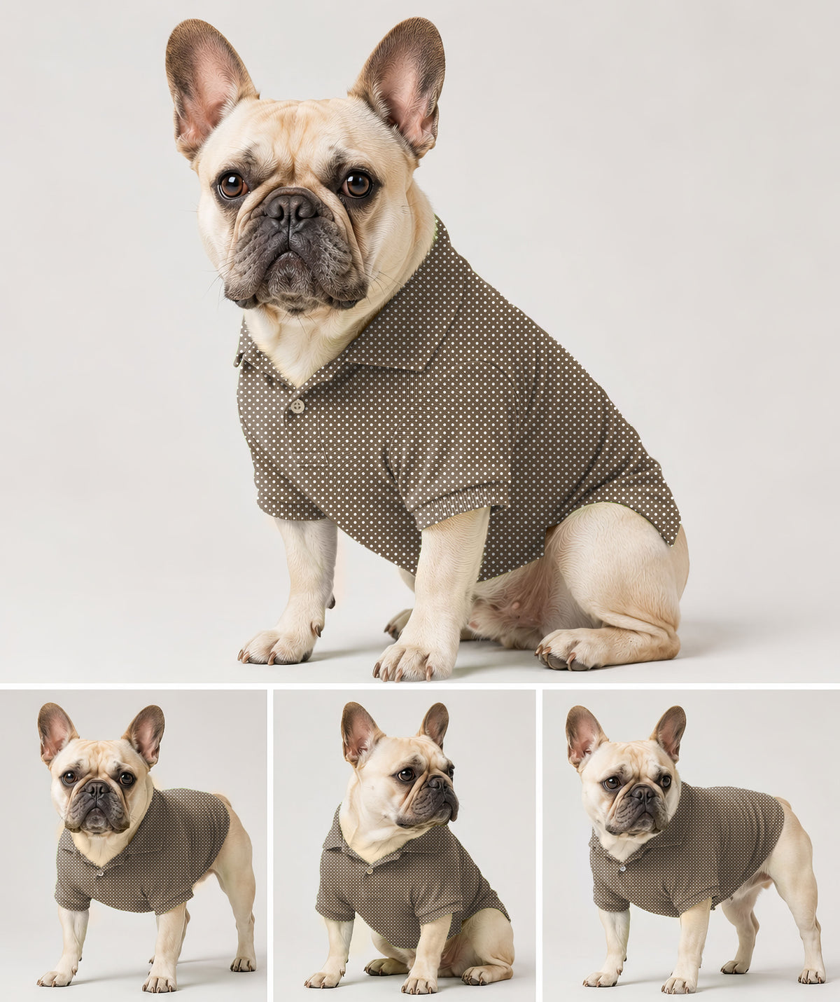 Dog's white polka dot brown Golf Polo