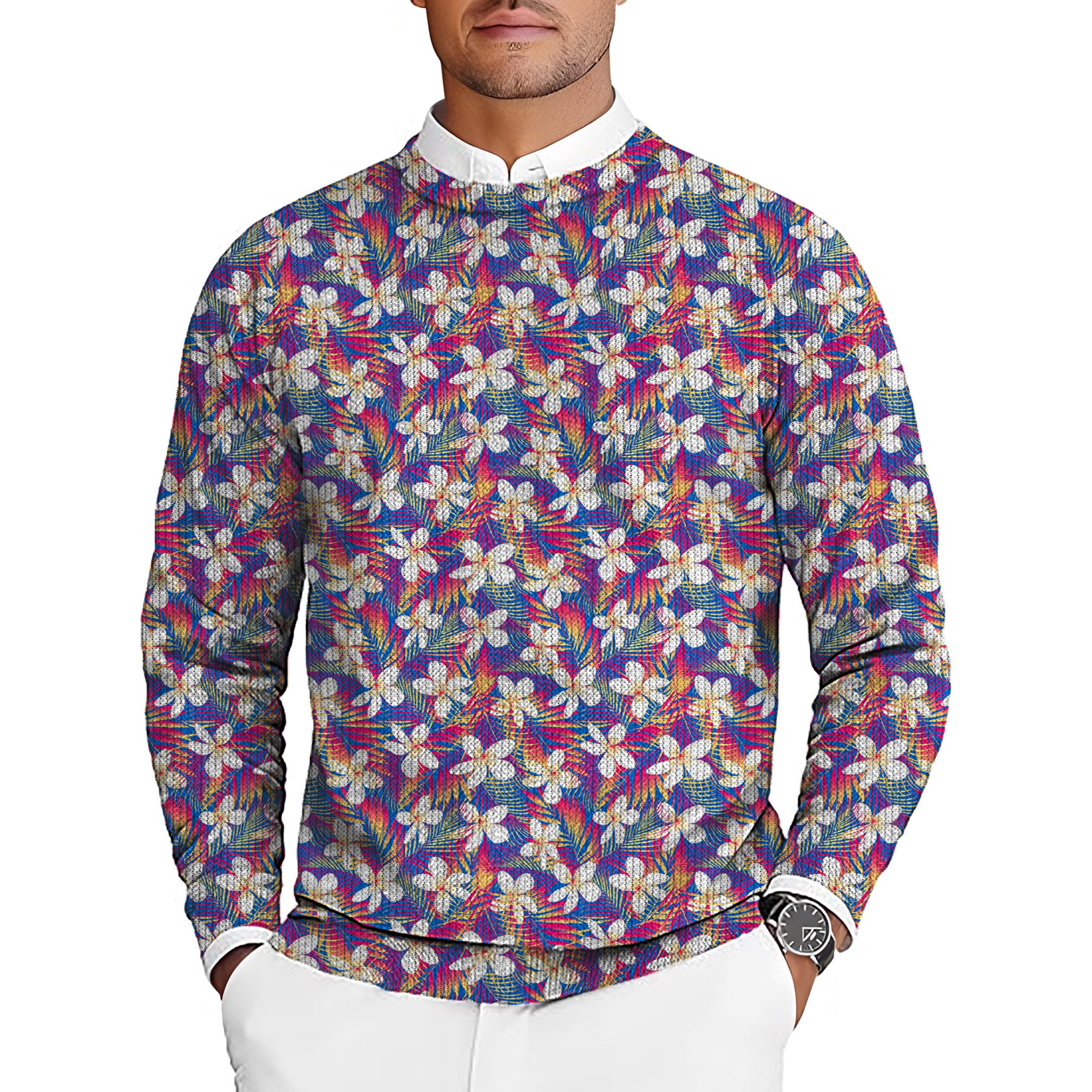 Rainbow Tropics Men's Golf Crewneck Pullover Sweaters Ugly Sweater