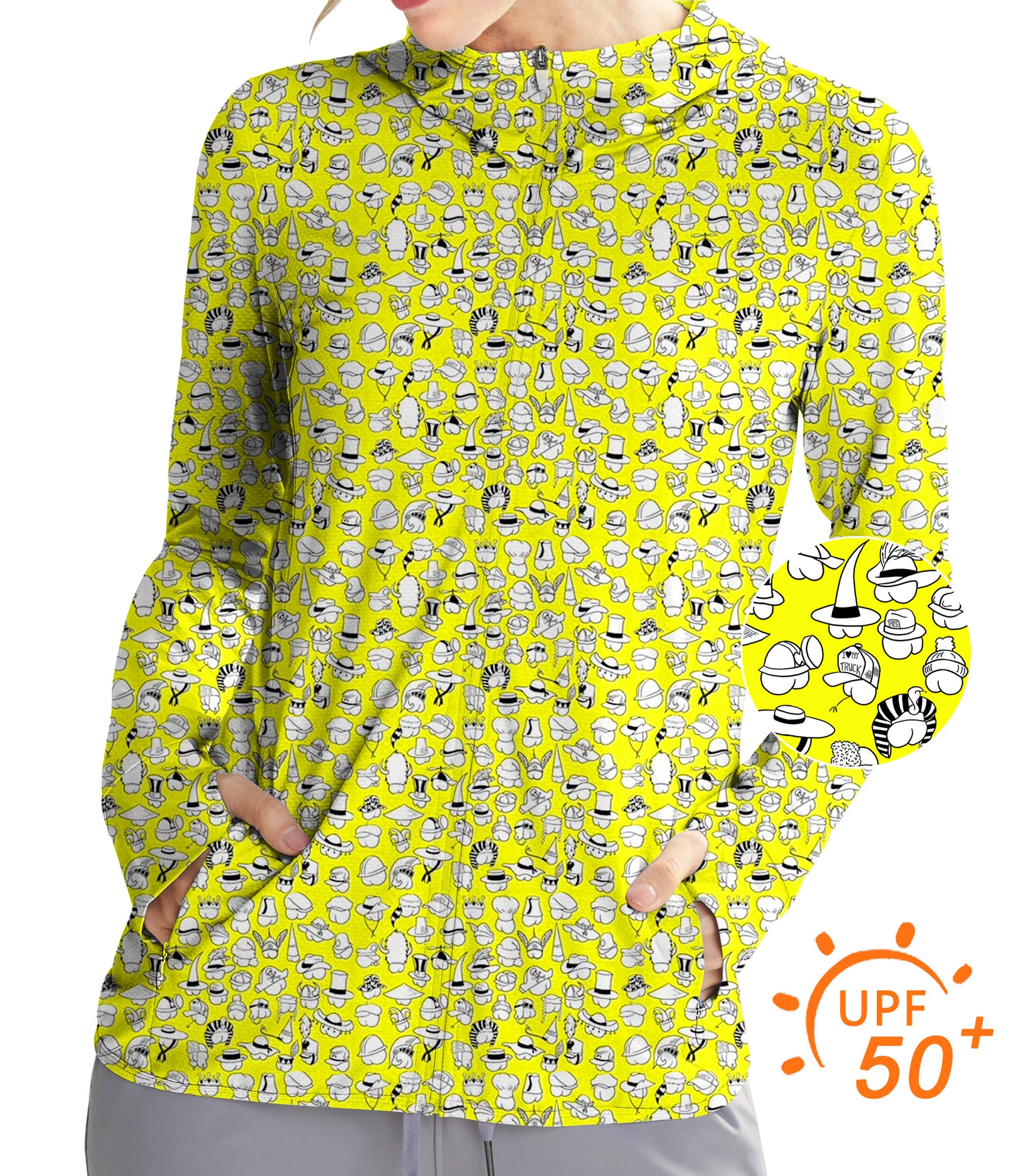 Women's Outdoor Yellow Versatile Hips Designer style Golf Sun Protection Slim Fit zip hoodies