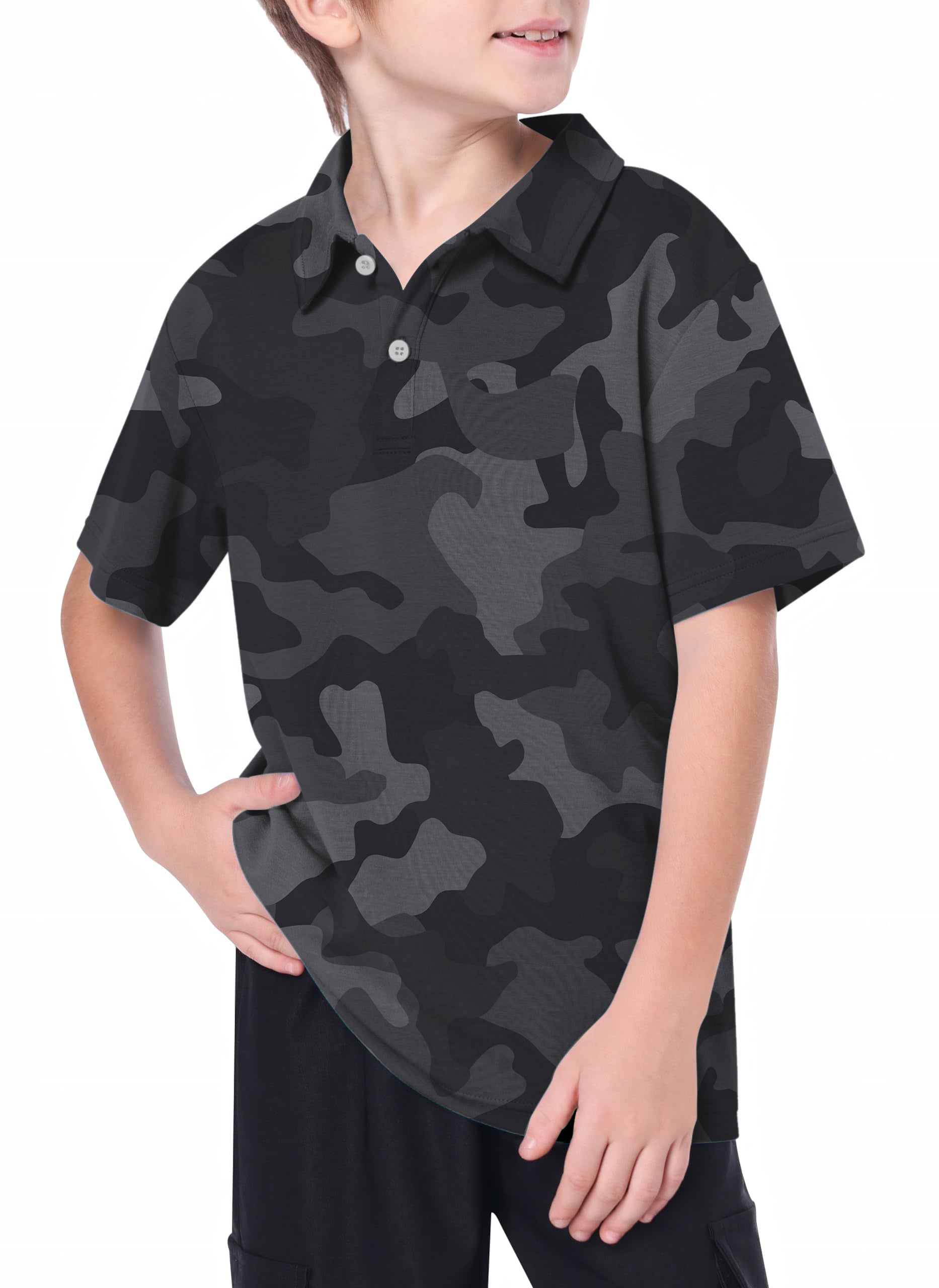 Youth Black camouflage Golf Polo