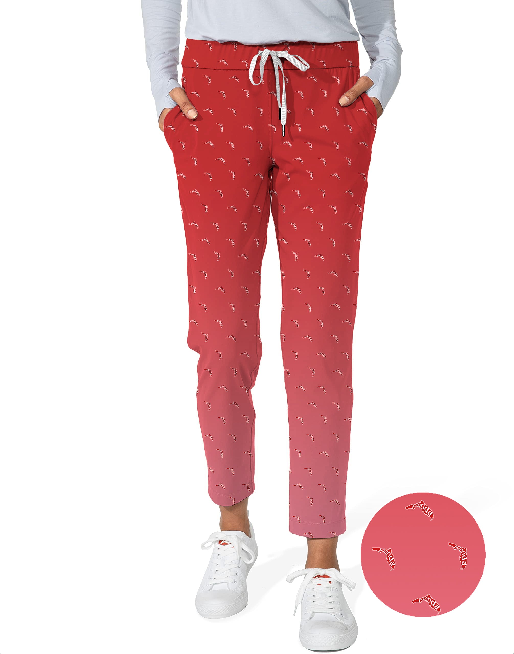 Red Florida Women's 7/8 Stretch Ankle Golf Pants