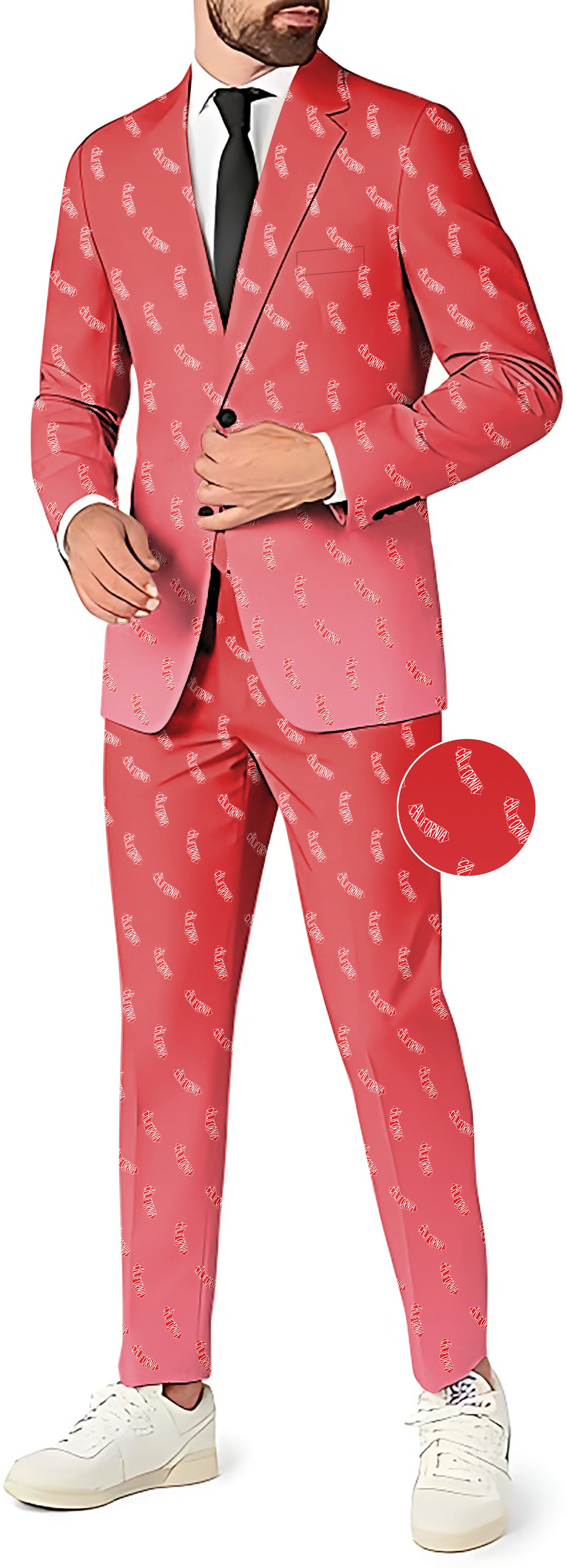 Red California Men's Party Costumes-Theme Party 2 or 3pcs Suit set-Blazer Pants & Vest