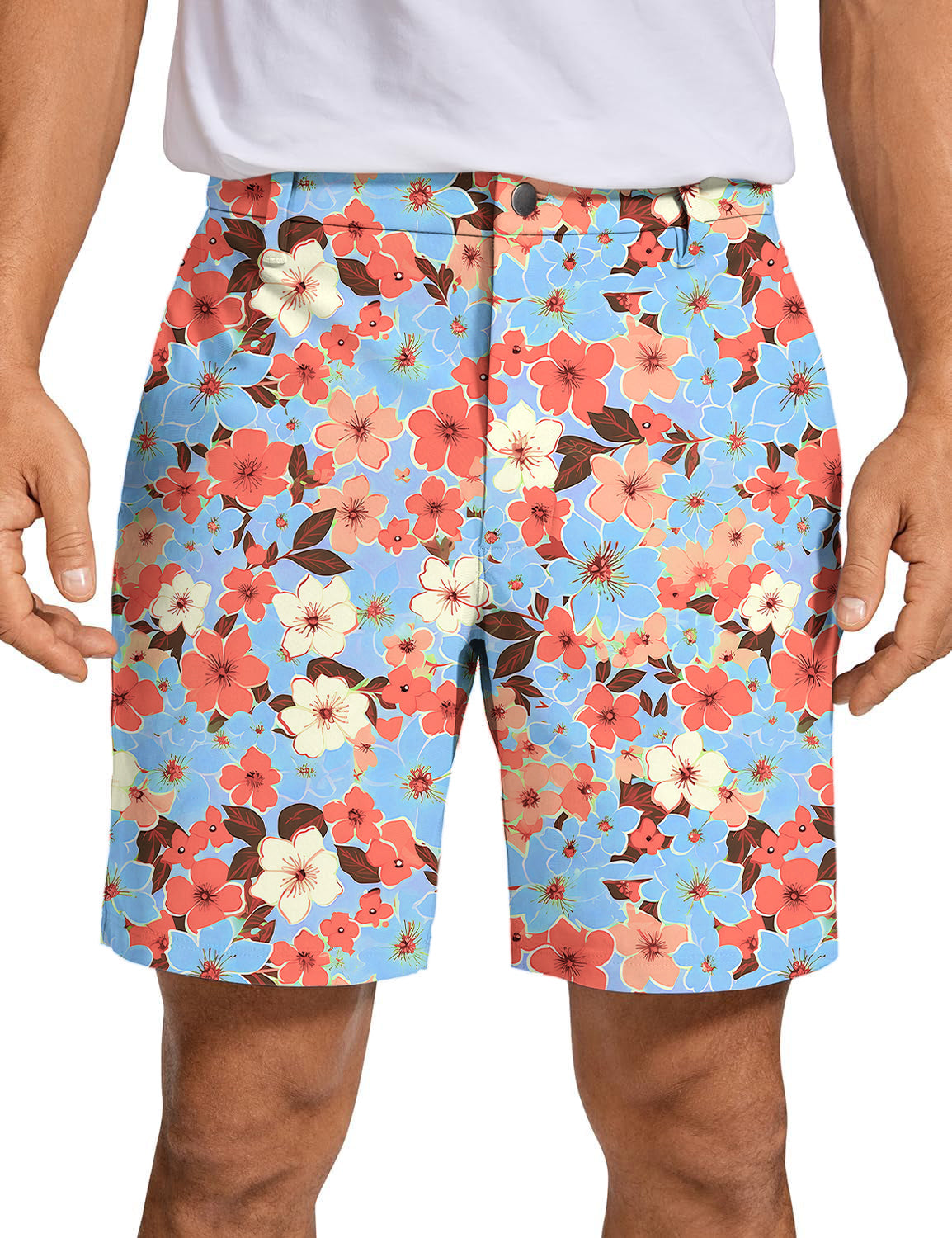 Men's Light Tropical flowers Golf Shorts