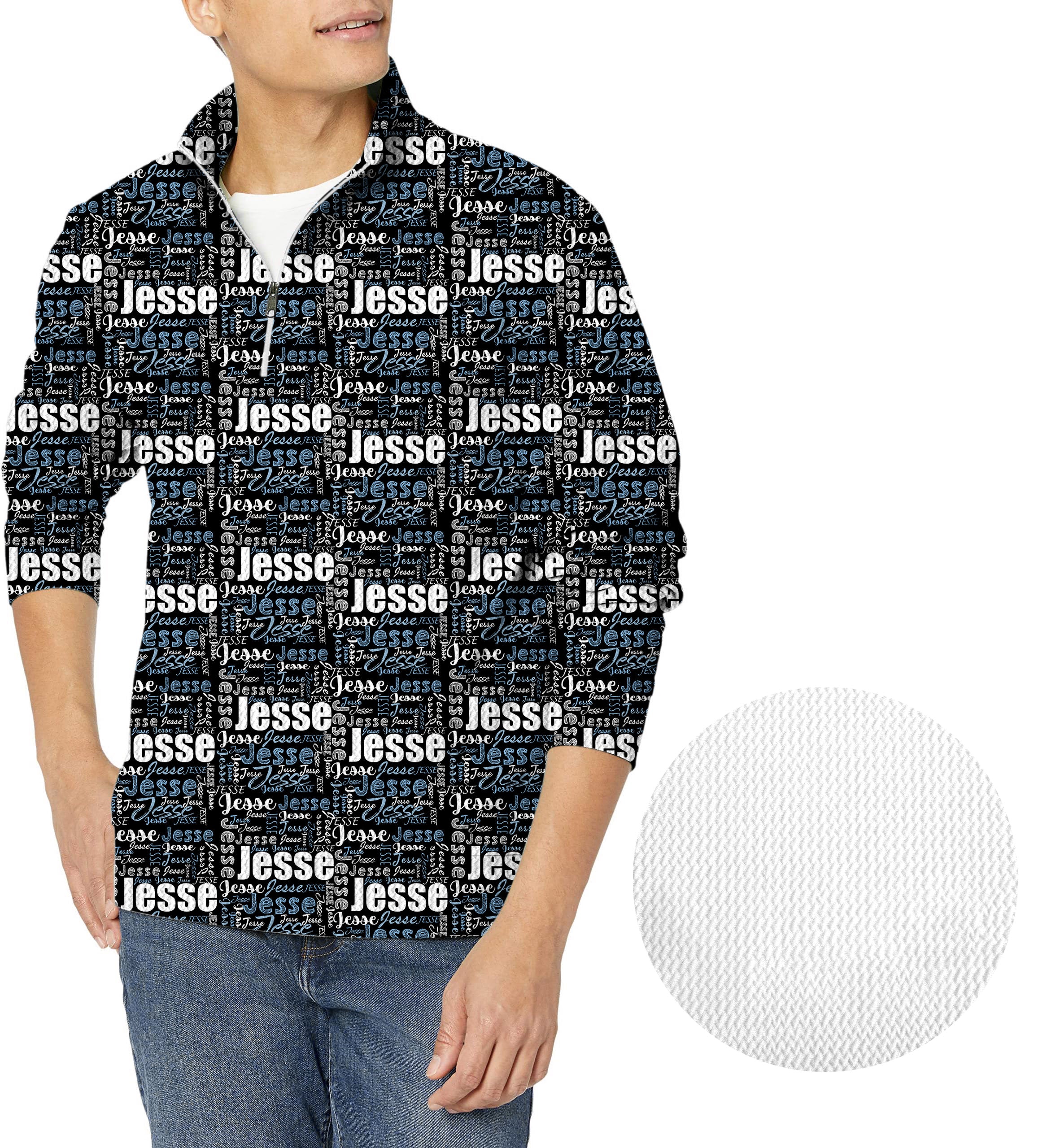 Custom name black-Men's Golf Waffle Zipper Pullover