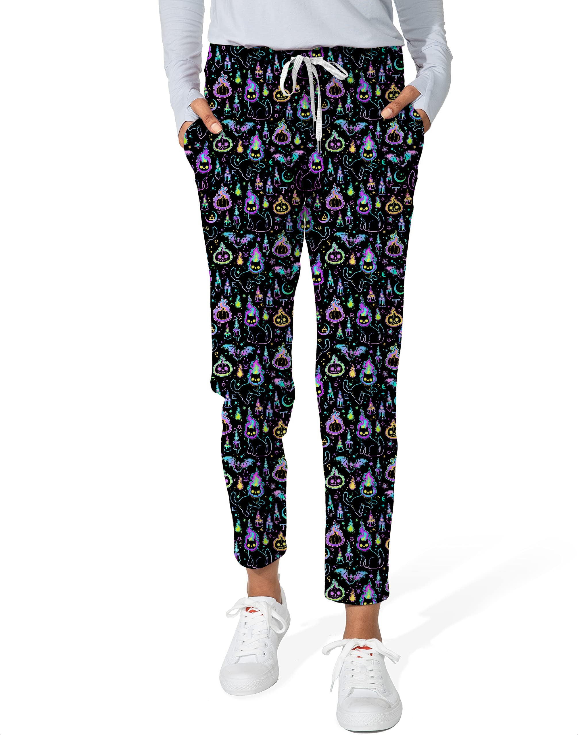 Halloween Ghost Pumpkin Cat Women's 7/8 Stretch Ankle Golf Pants