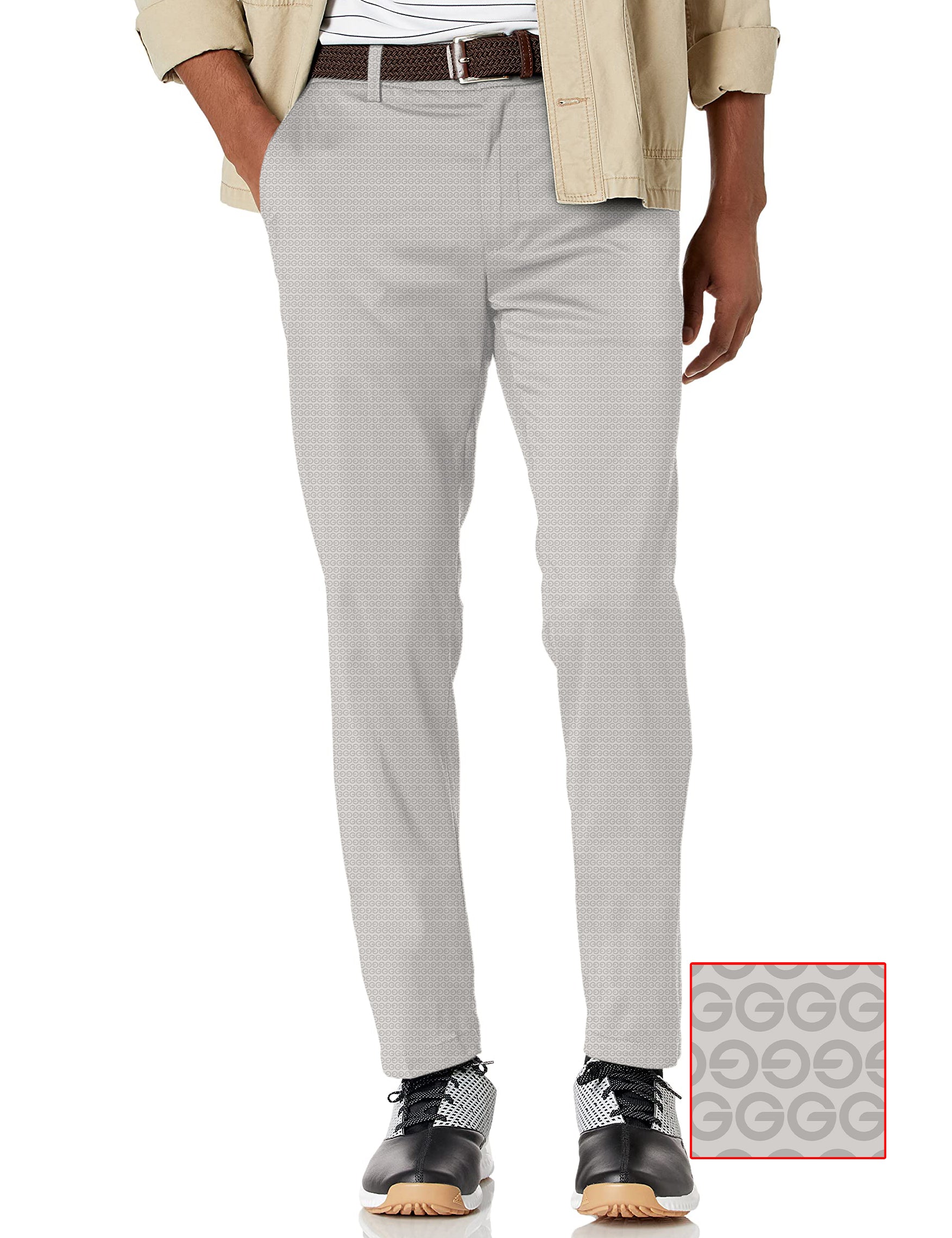 Men's beige G stretch golf pants with moisture-wicking, wrinkle-resistant fabric and active waistband