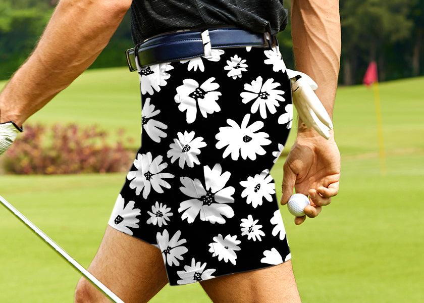 Men Zebra Daisy Golf Shorts