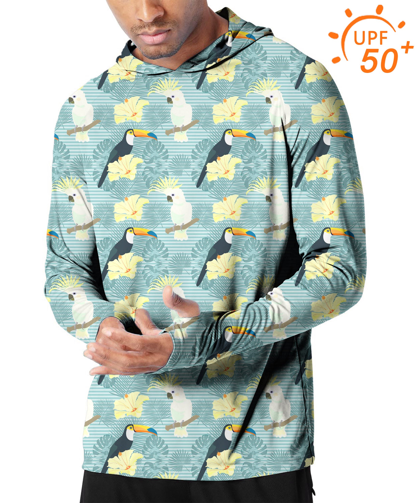 Men's Outdoor Flamingo flowers Golf Sun Protection Slim Fit hoodies