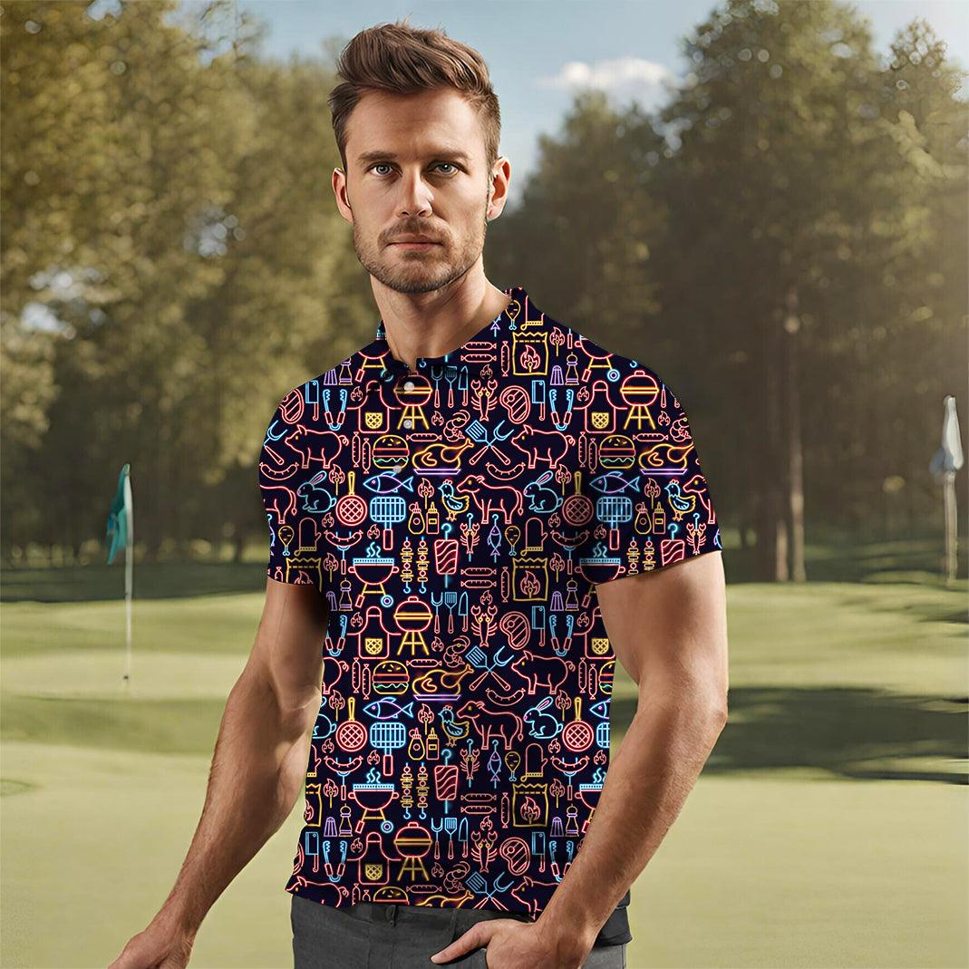 Men's Neon BBQ golf polo