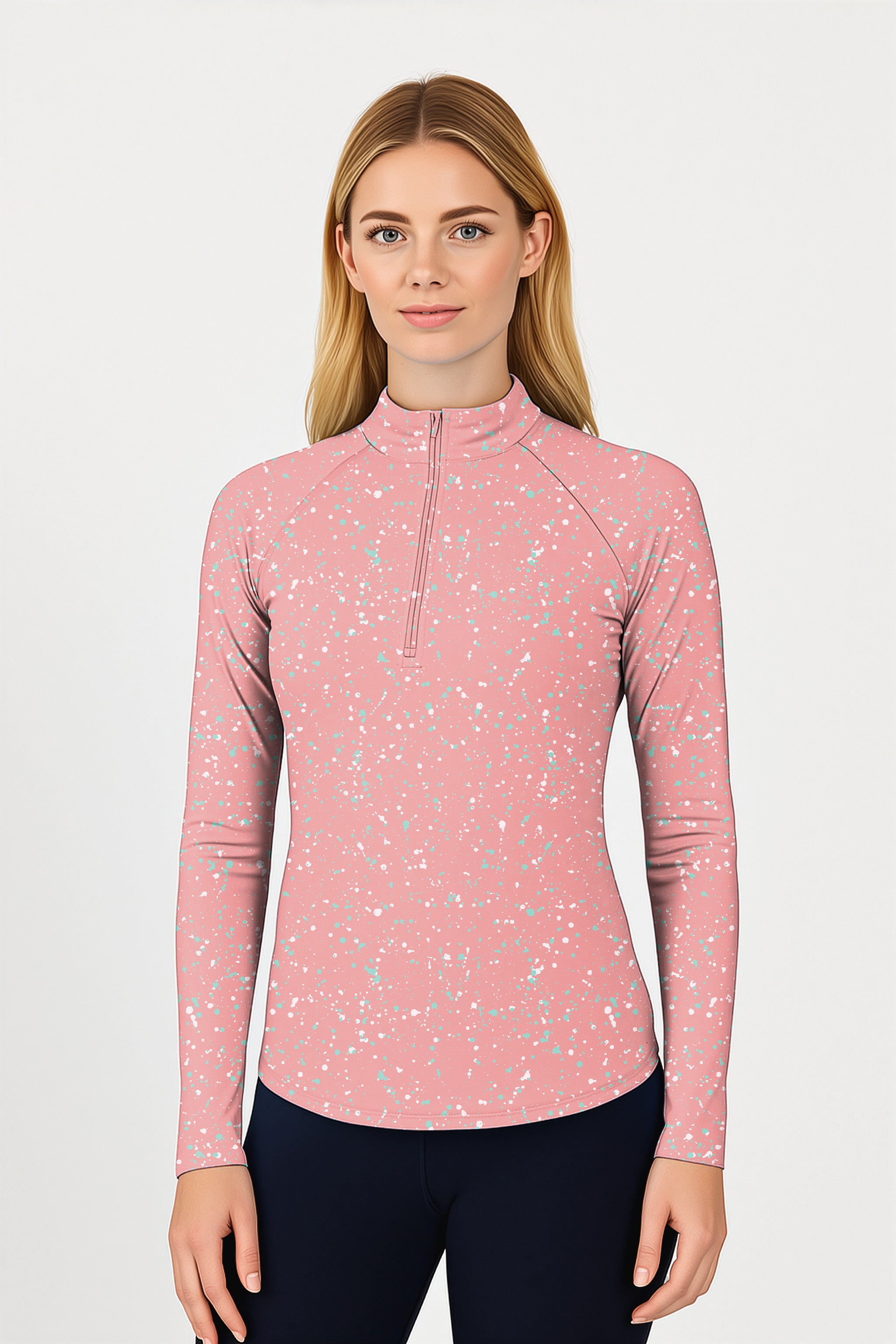 Paint Splatter  Women's Golf Active 3/4 Zip Top