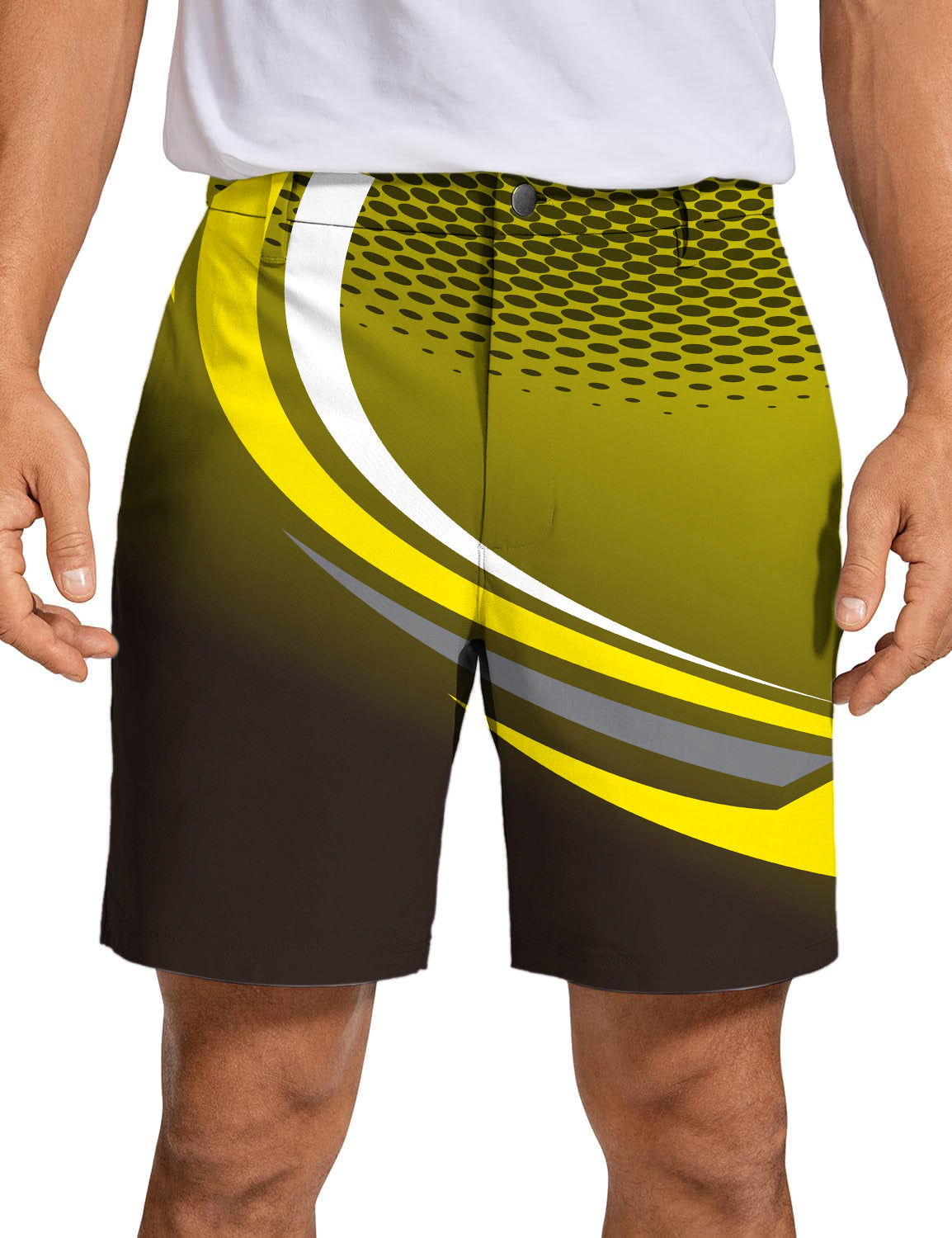 Men's Yellow Black Custom Sport Team Competition Uniforms Golf Shorts