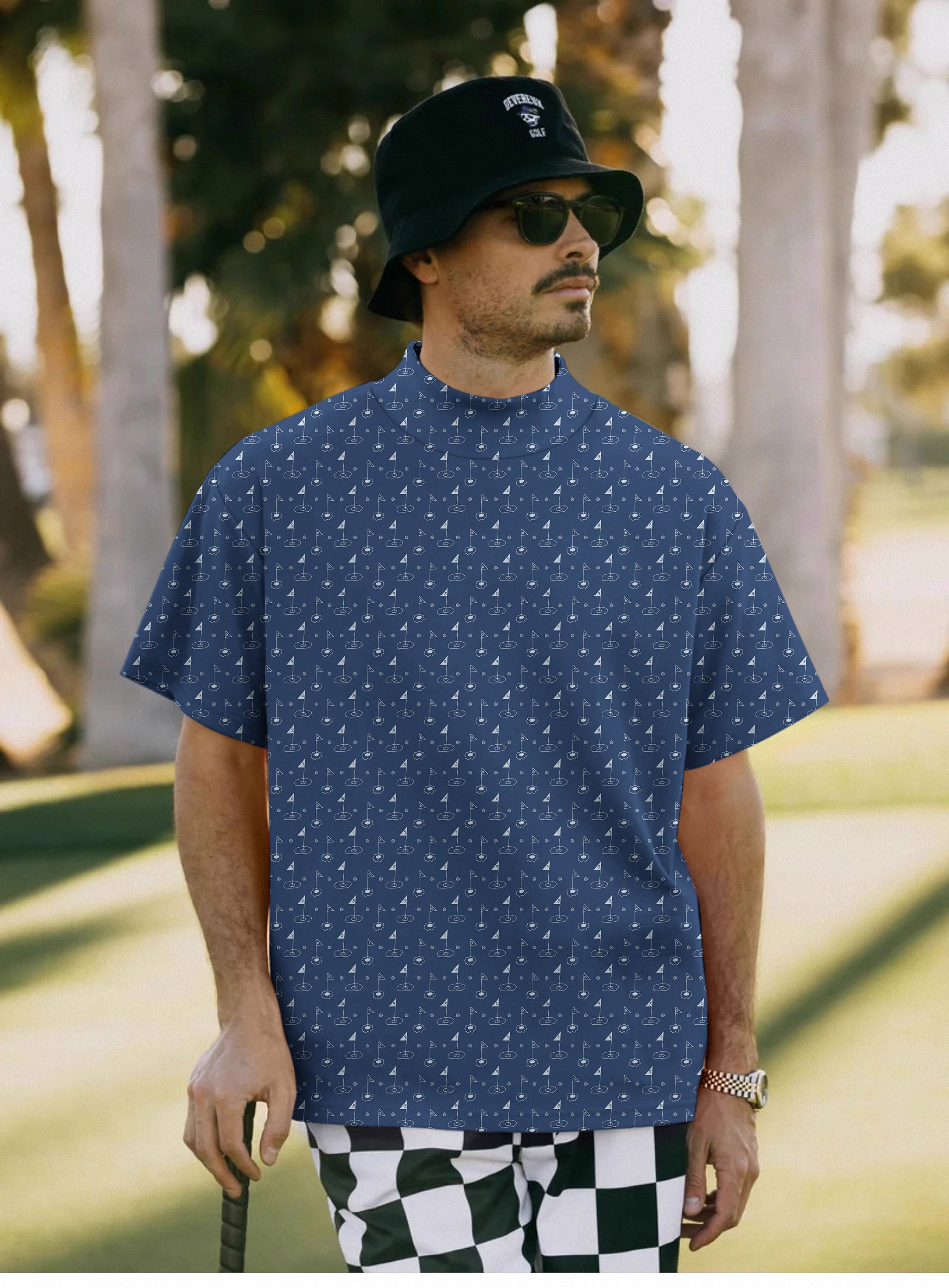 Men's Hitting the Links Golf Pullover High neck Long/Short sleeve T-Shirt
