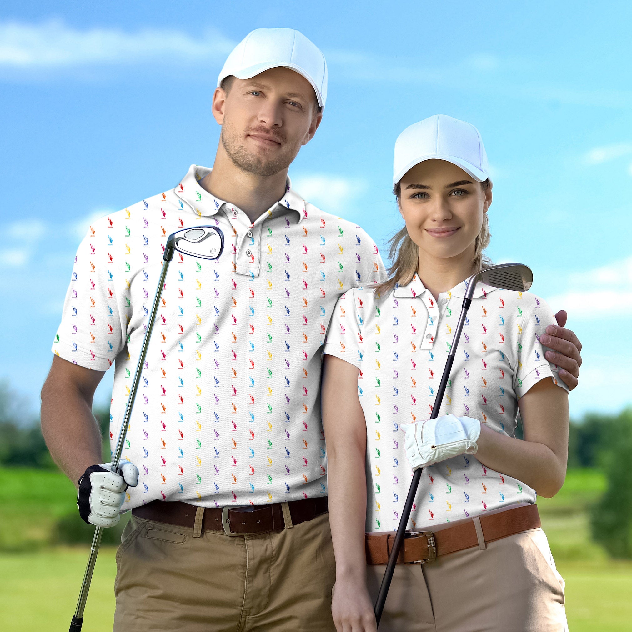 Golf Polo Couple Family set Statue of Liberty tournament