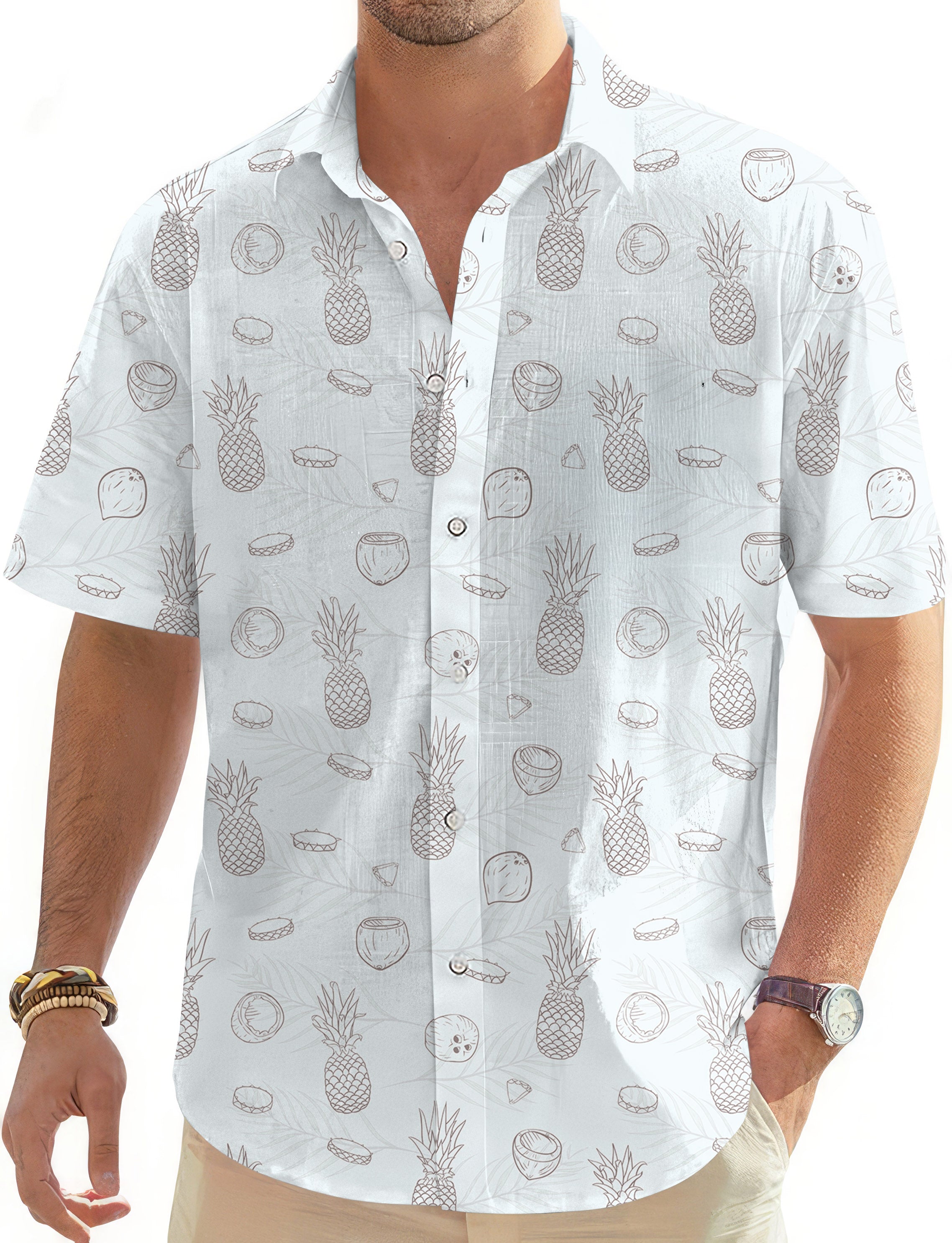 Pina Colada Men's Golf Hawaiian Shirts Button Down Shirt