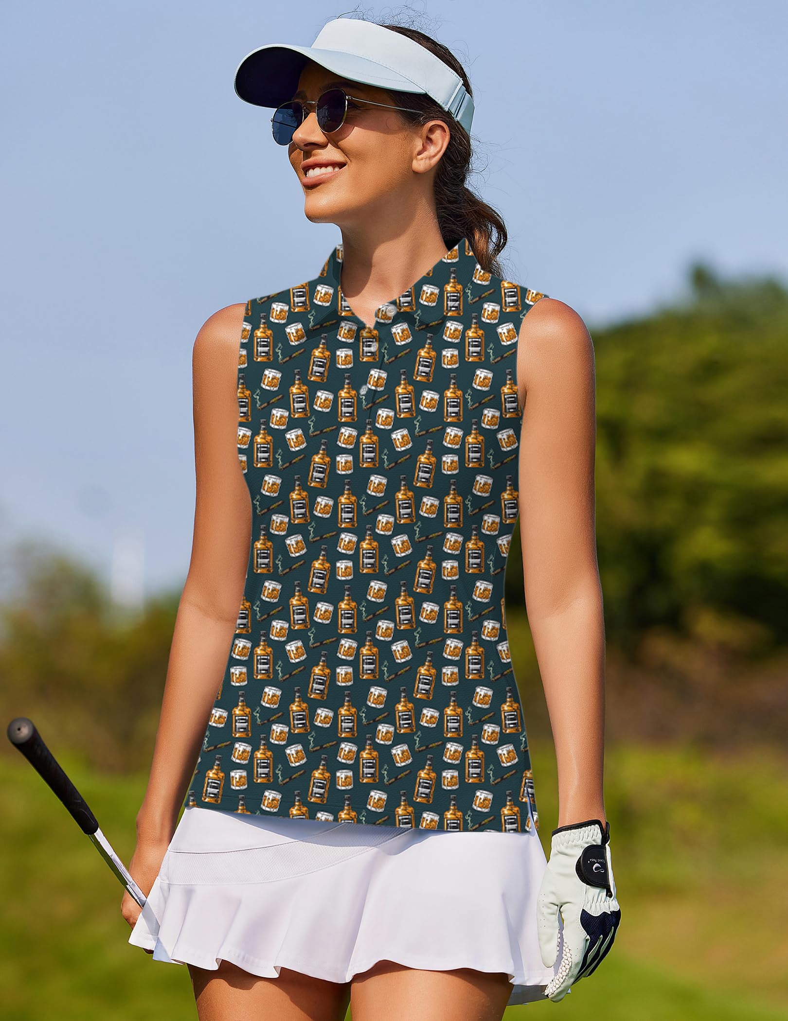 WHISKEY CIGARS Women's golf Sleeveless shirt