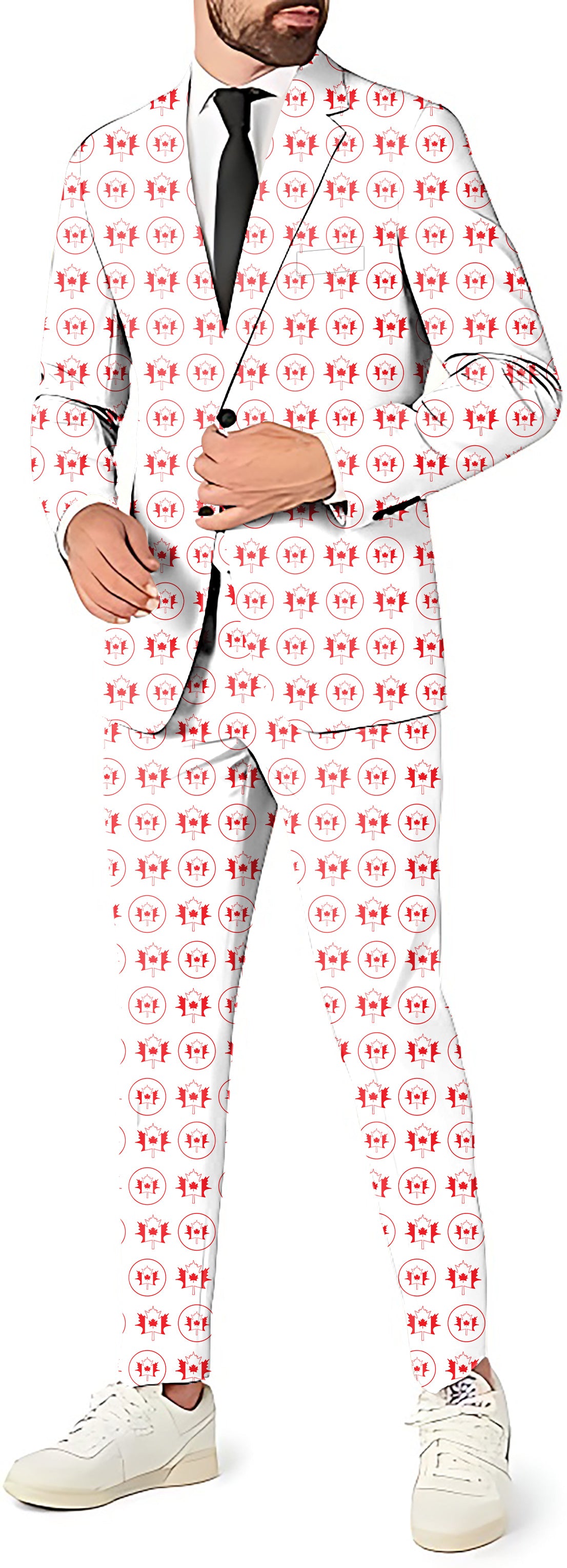 Circle Canada Maple Leaves Men's Party Costumes-Theme Party 2 or 3pcs Suit set-Blazer Pants & Vest