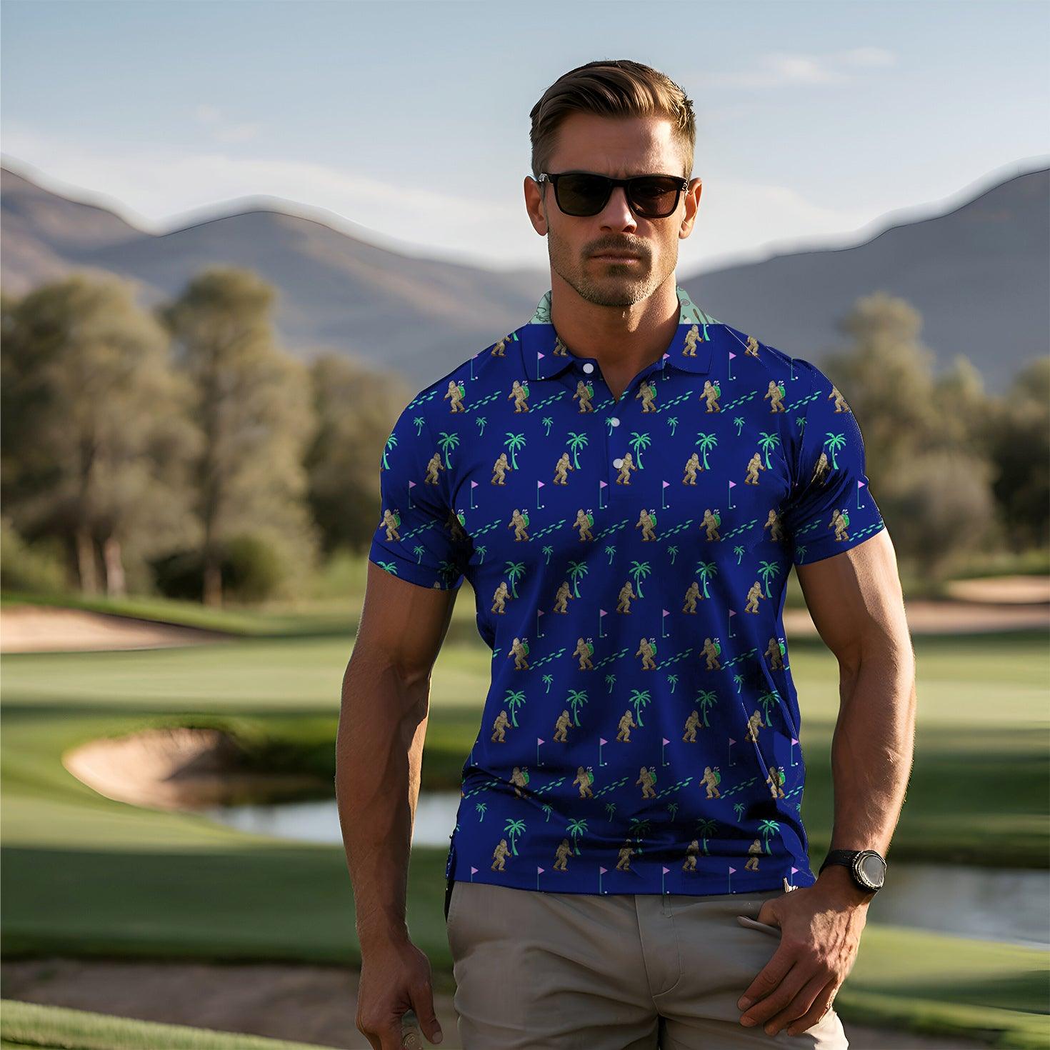 Men's blue bigfoot golf polo