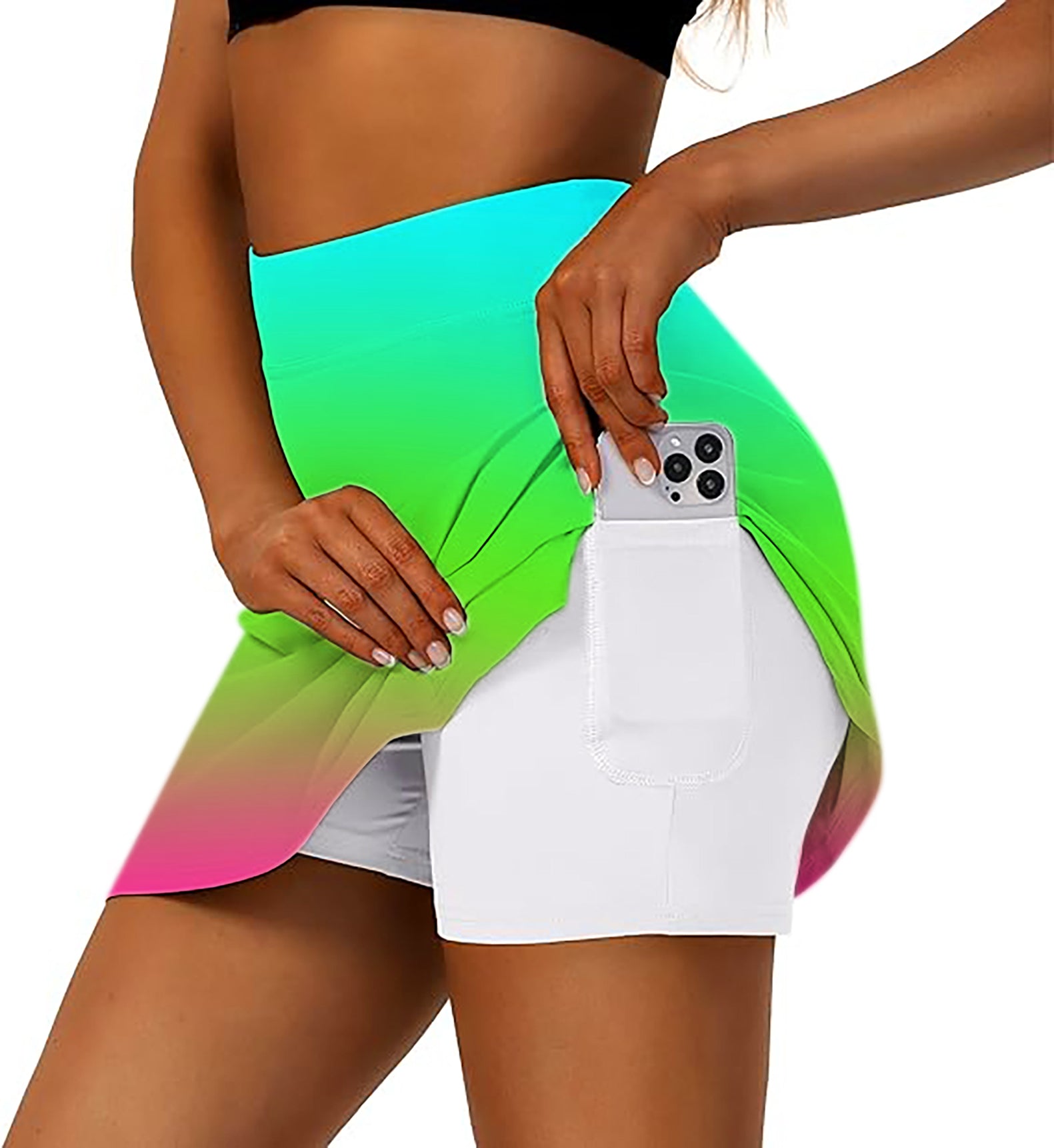 Women's Neon Gradients Golf Skirts Inner Shorts Pocket