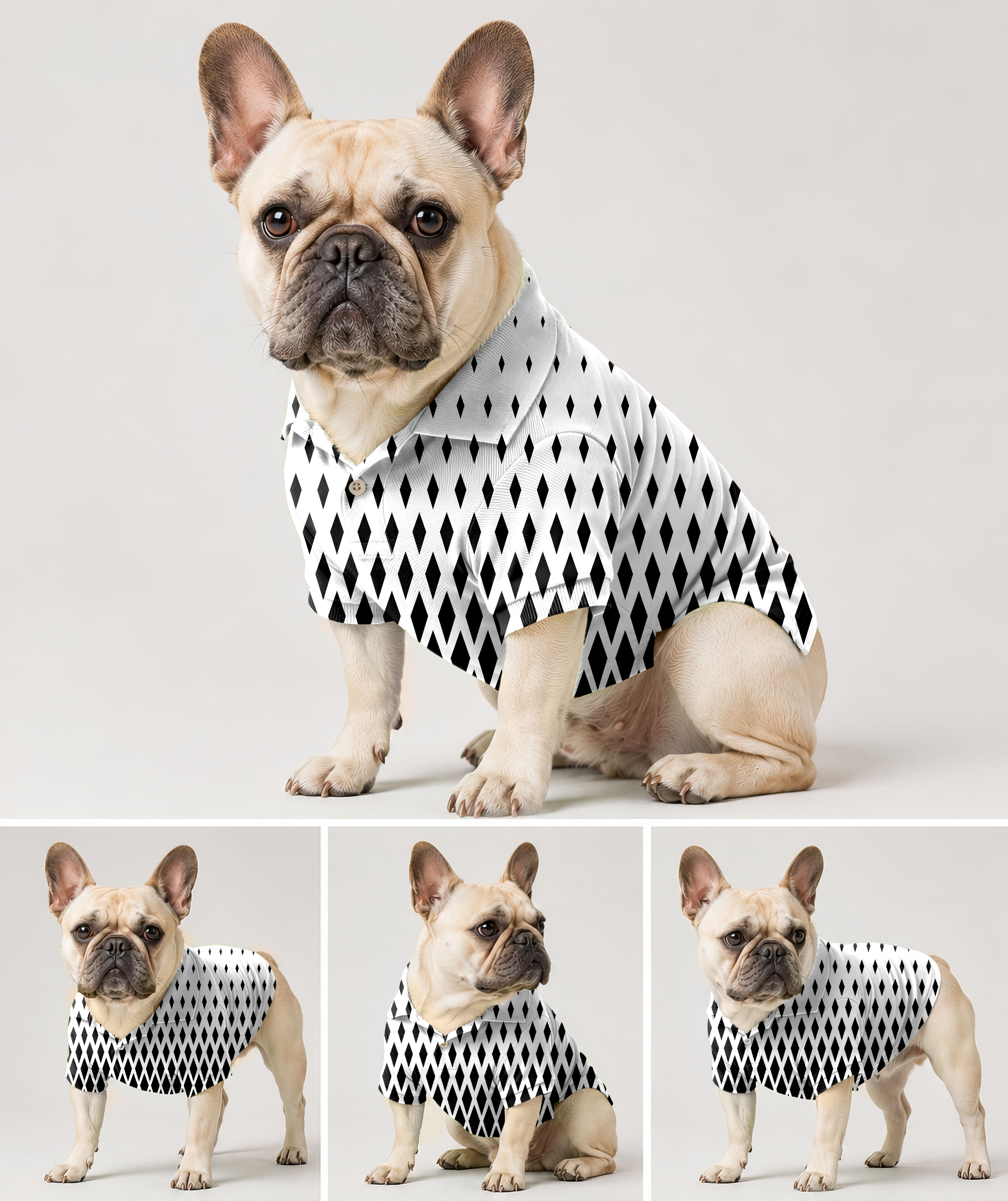 Dog's White Black Gradient Polo