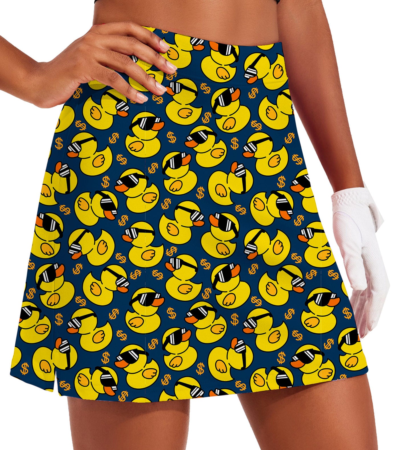 Women's Yellow duck Golf Skirts Inner Shorts Pocket