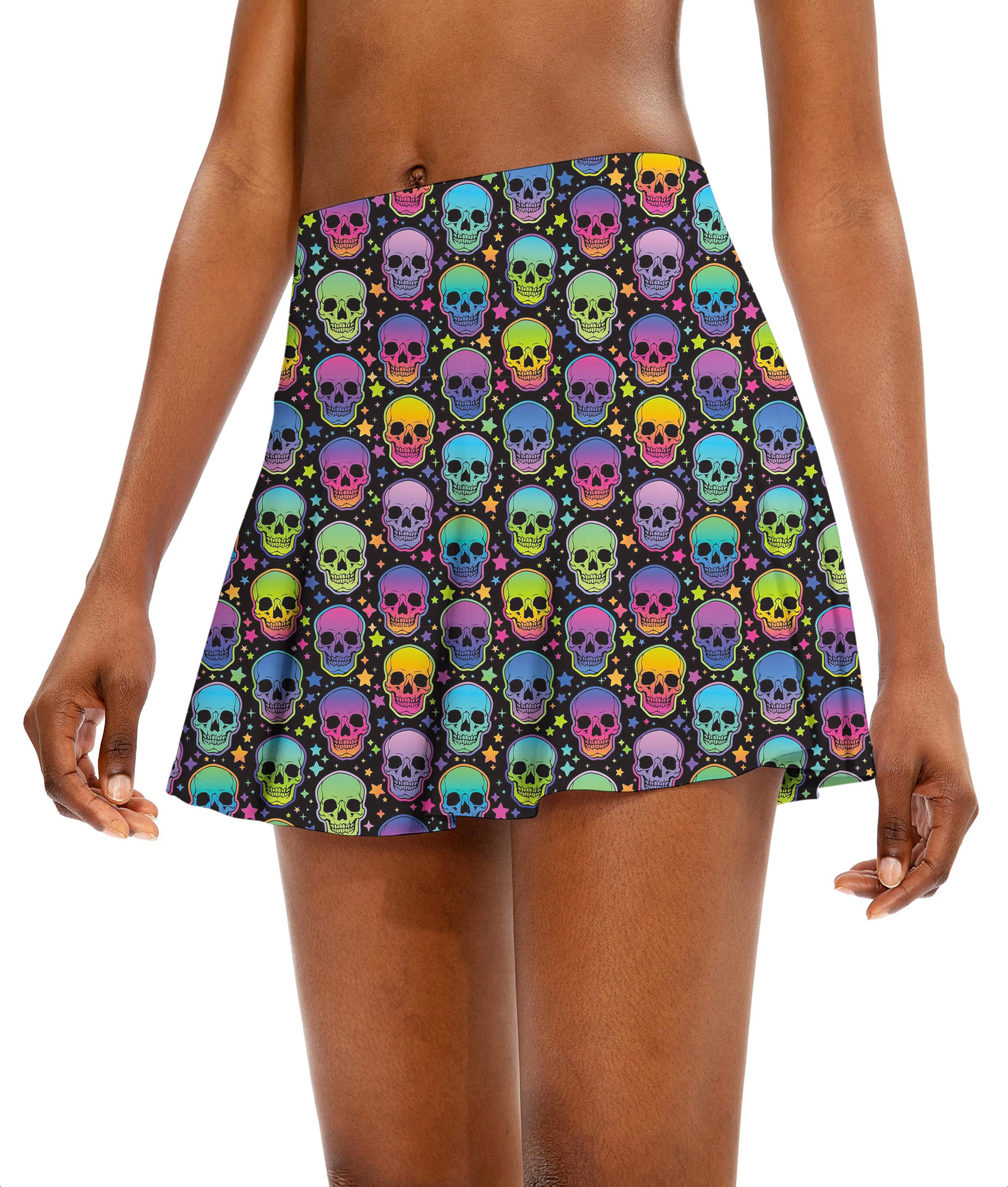 Neon Skulls Women's Athletic Golf Skorts Flared Skirts