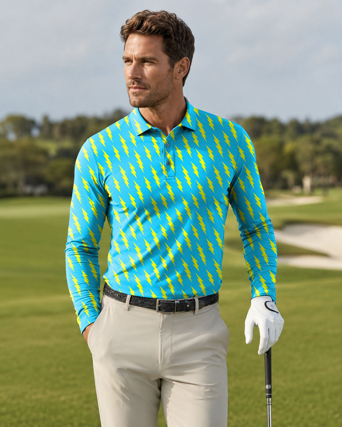 Men's Lightning Links golf Long-sleeved Polo