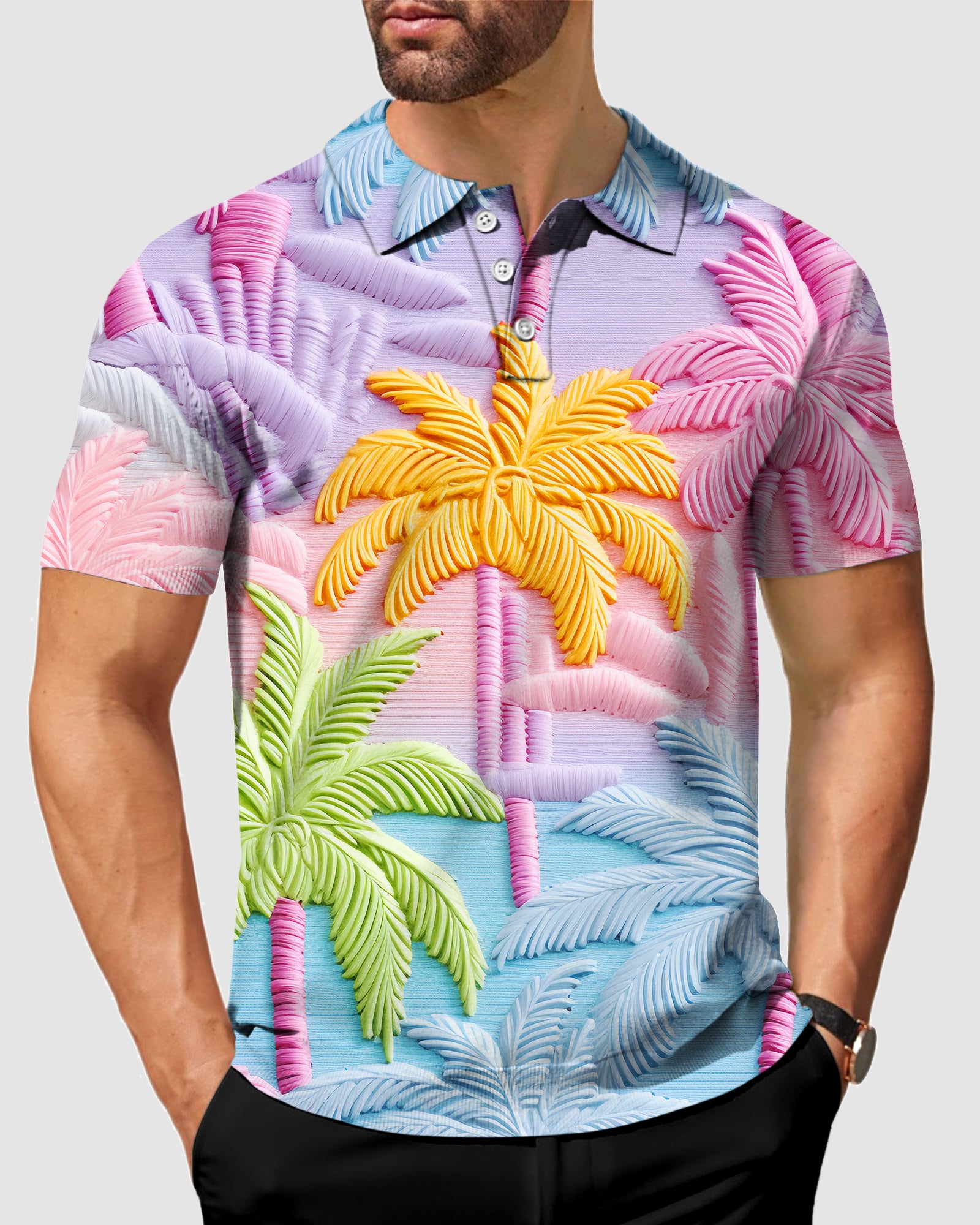 Men's 3D coconut trees Polo