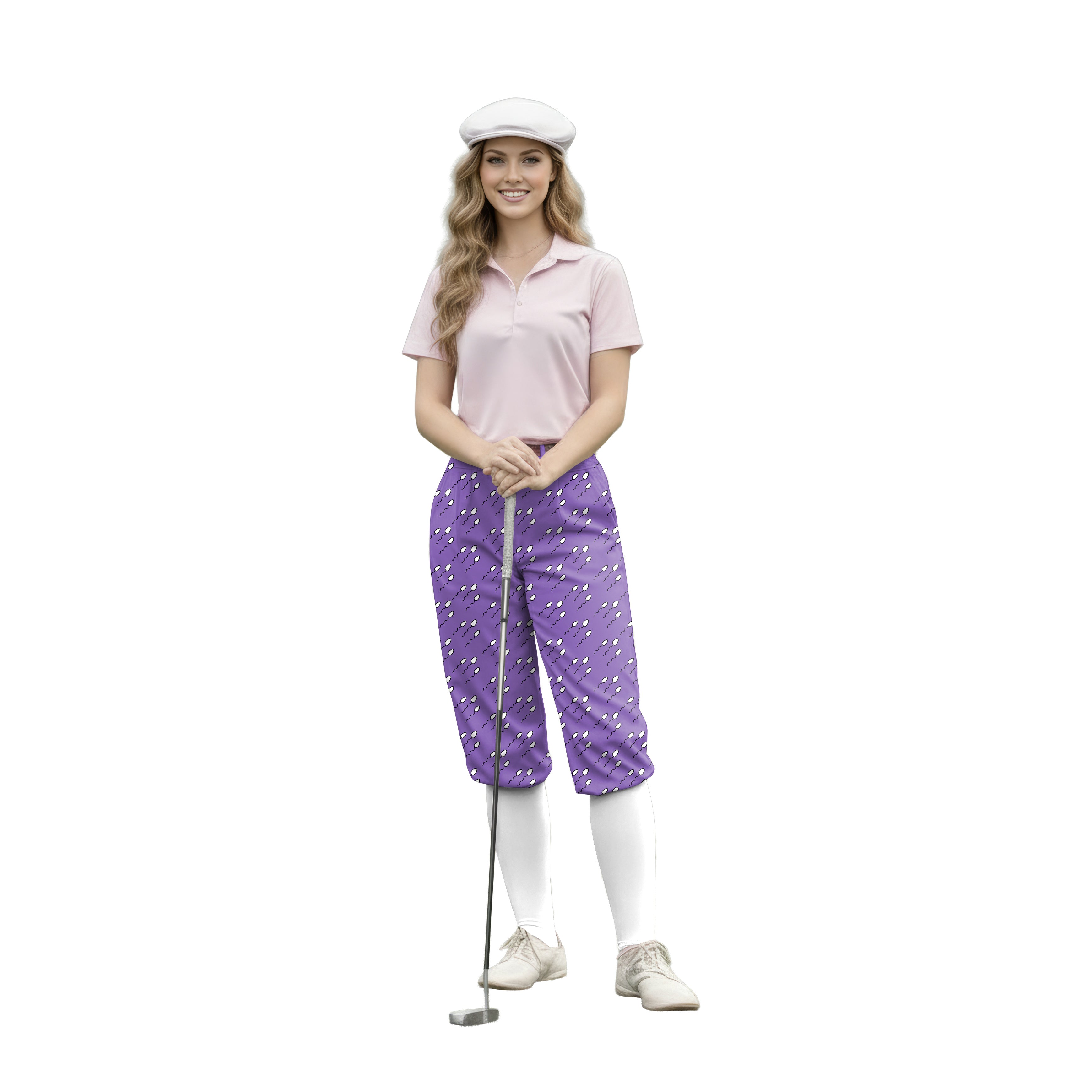 Personalize And Add To Cart Men's Abstract Sperm Lines Polo Womens Golf Knickers Pants