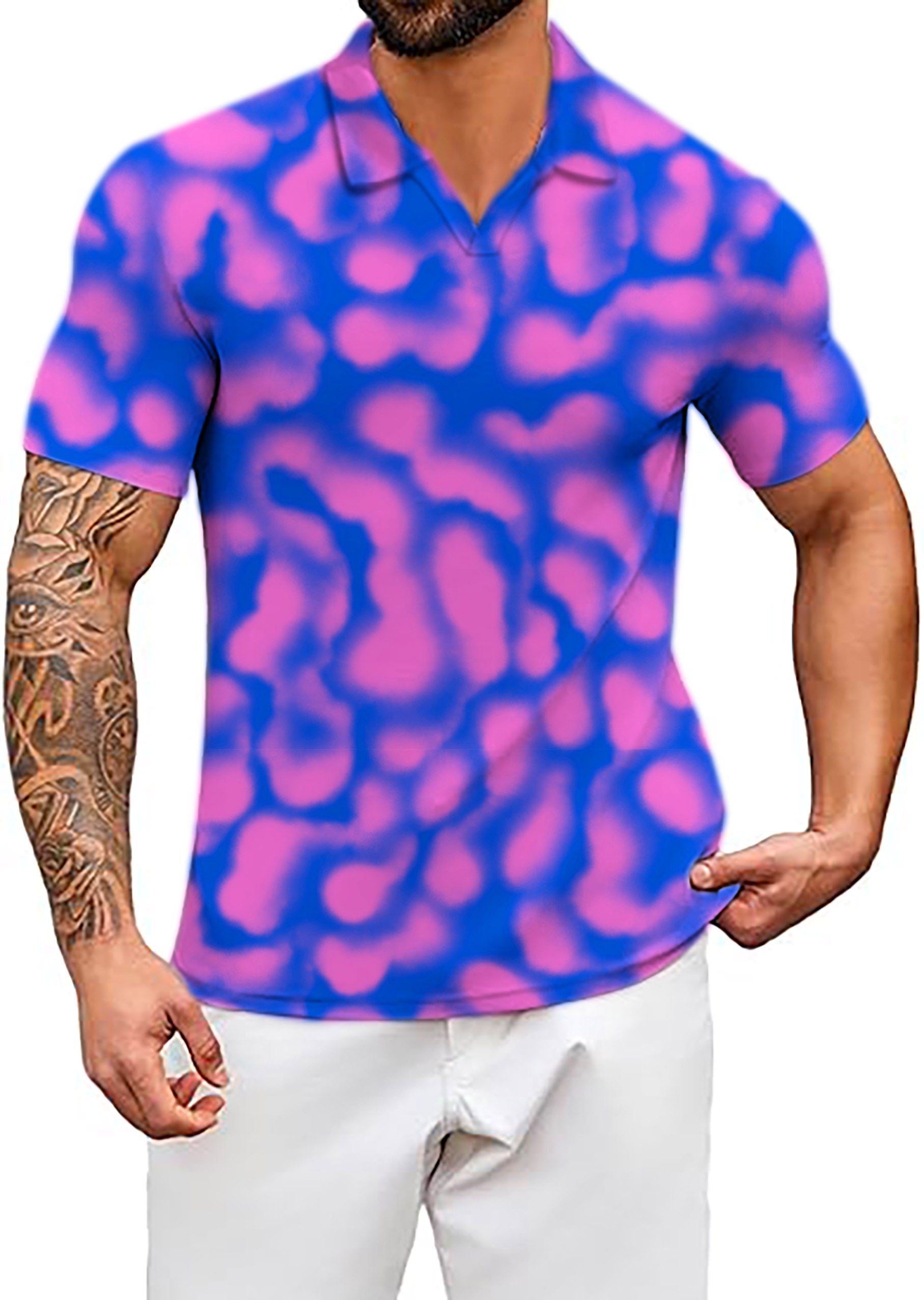 Men's Space Aura V Neck Golf Polo Shirts