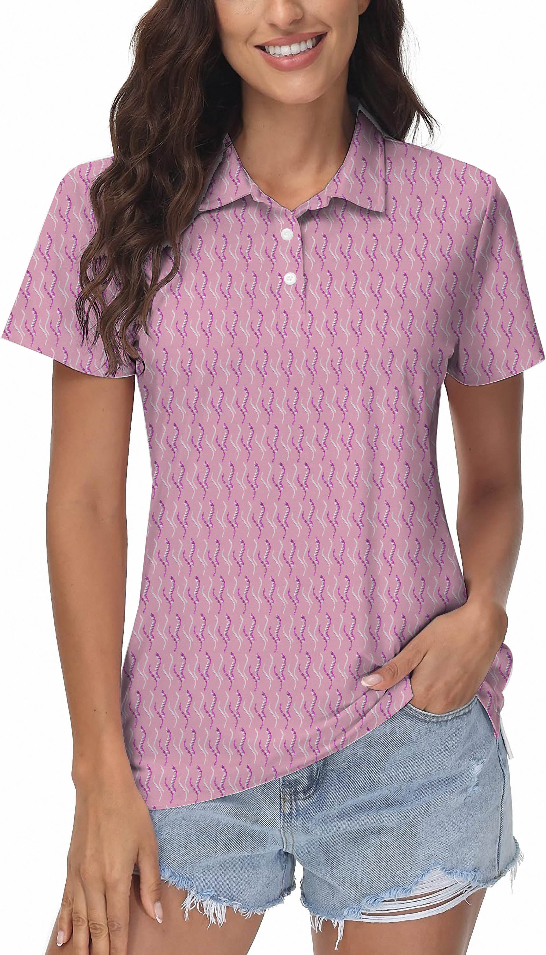 Women's WOVEN WAVES Golf Polo