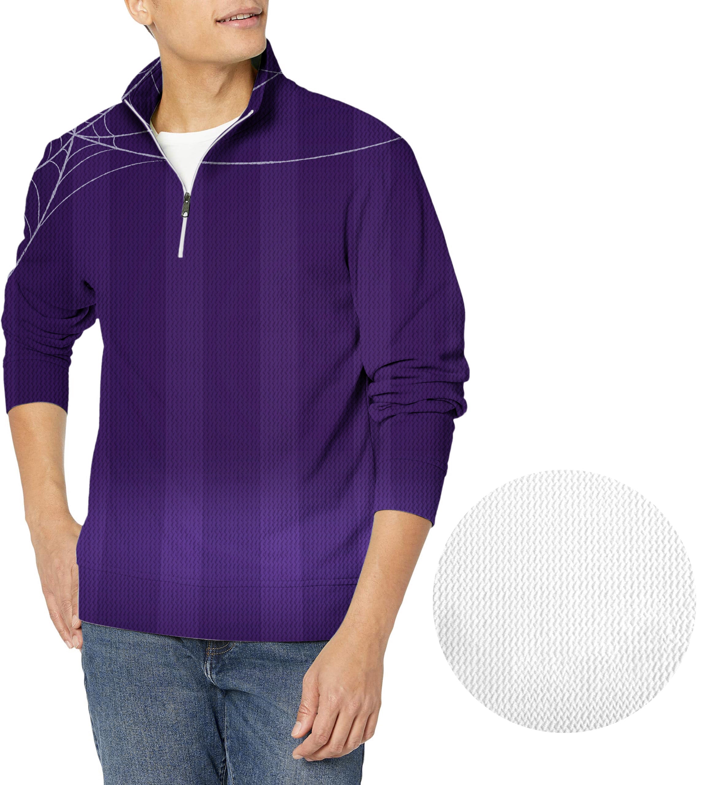 Halloween purple spiderweb Men's Golf Waffle Zipper Pullover