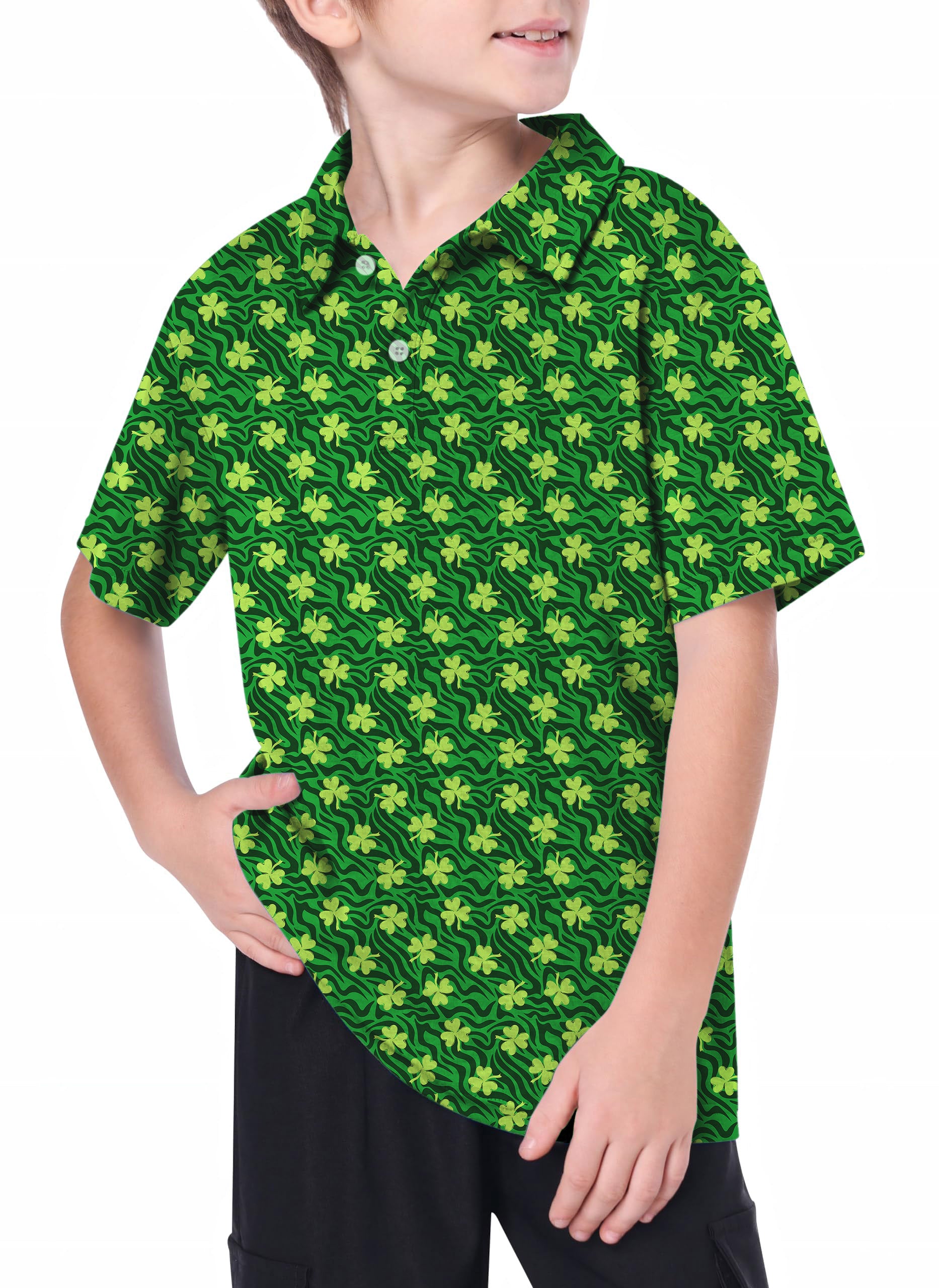 Youth Leaf clover Green zebra St. Patrick's Day Golf Polo