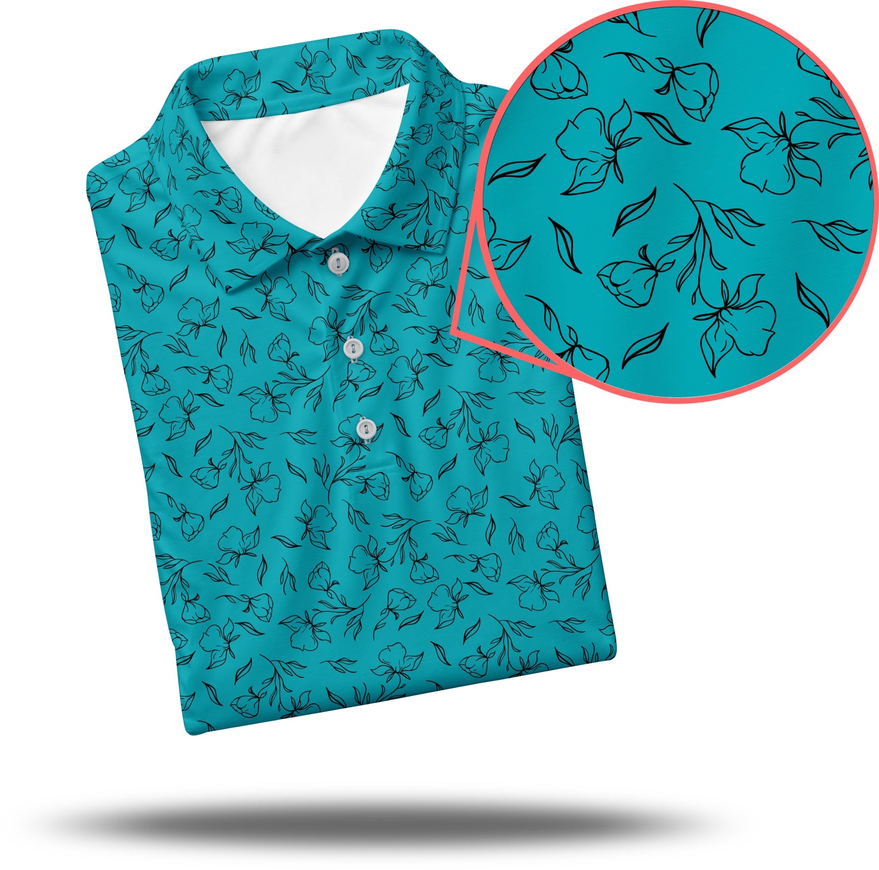 Men's flowers teal Golf Polo limited edition
