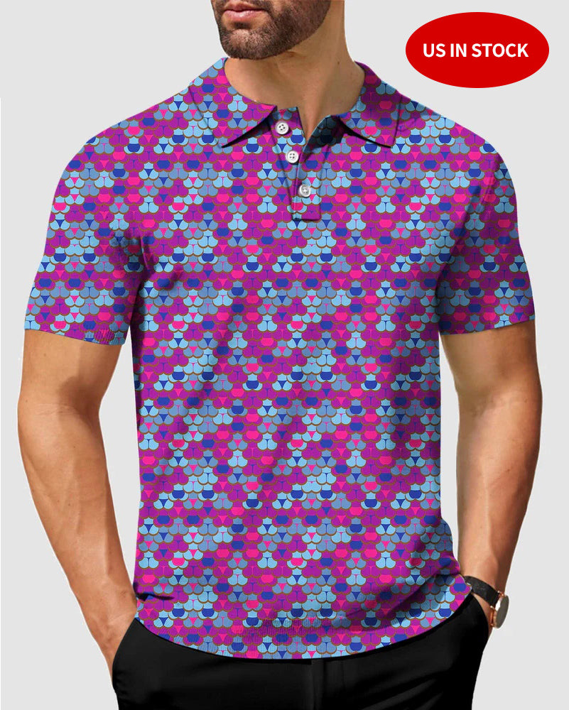 Men's golf polo colorful world