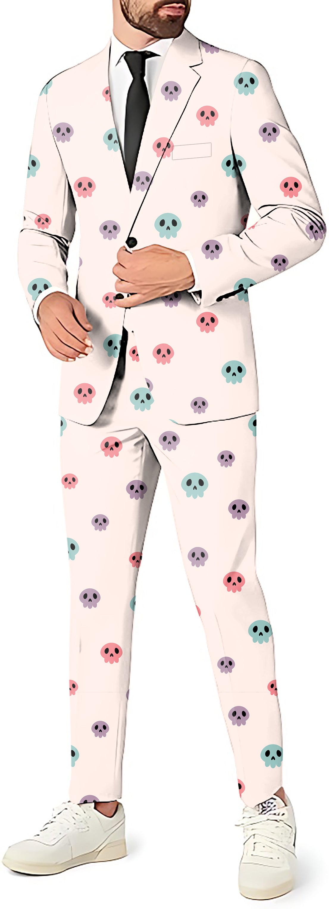 Colorful Halloween Skull Men's Party Costumes-Theme Party 2 or 3pcs Suit set-Blazer Pants & Vest