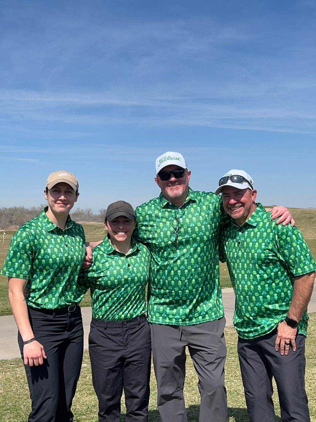 Green beer clover leaf St. Patrick's Day Golf Polo Men Women youth family set