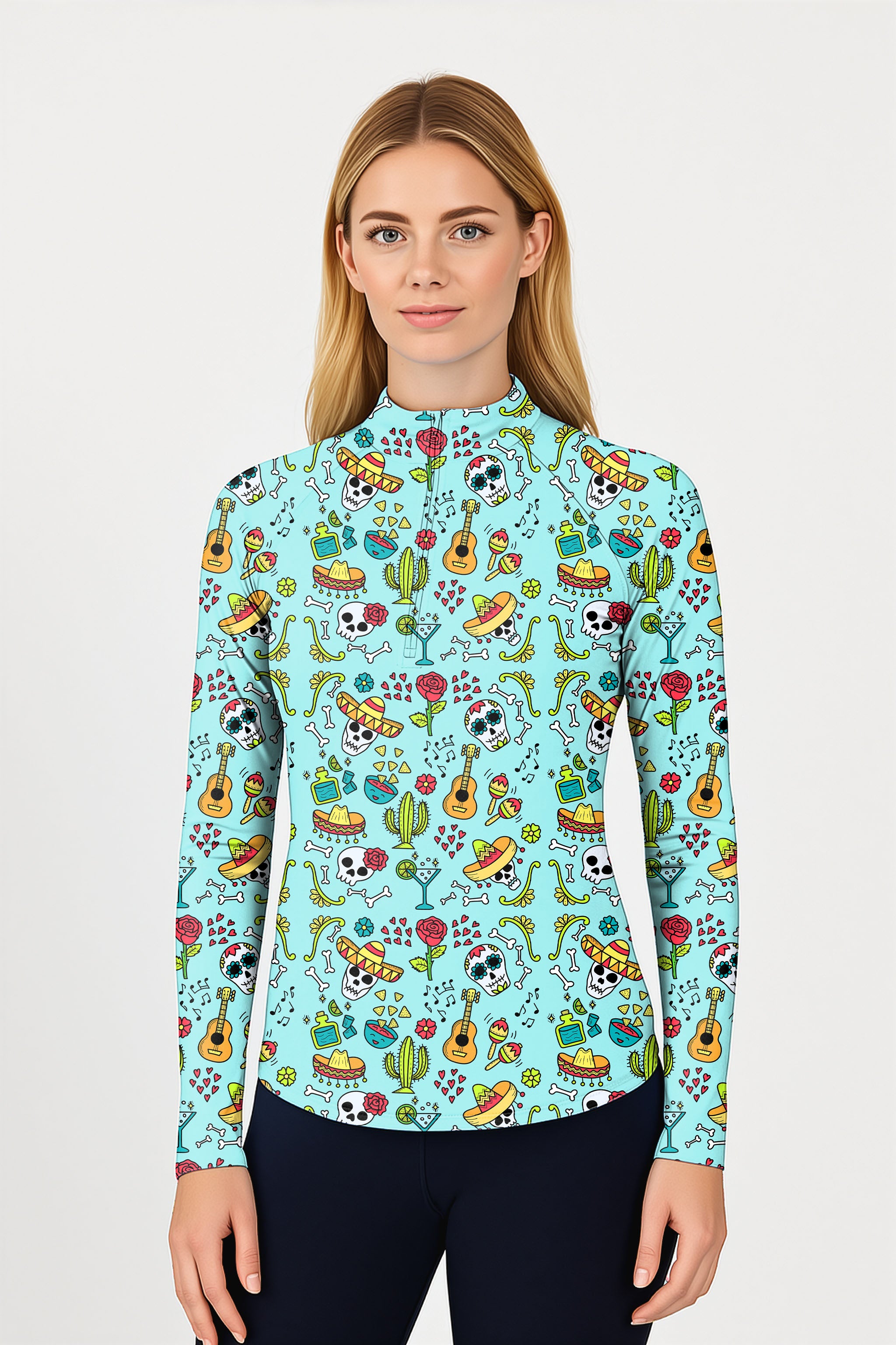Fiesta Party Women's Golf Active 3/4 Zip Top