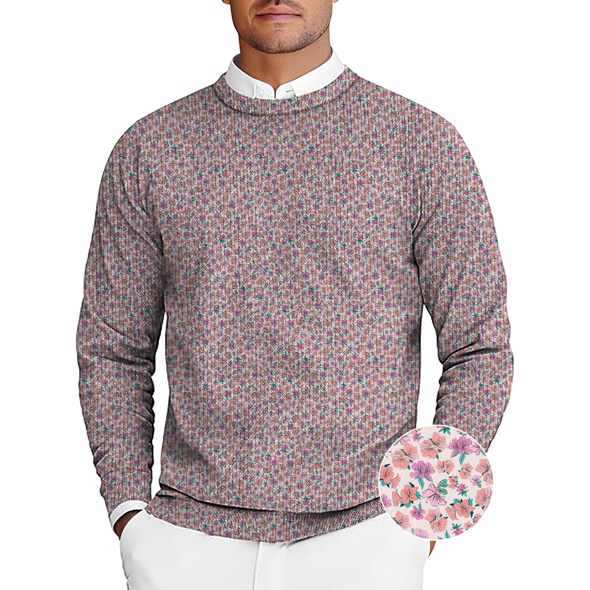 Flower World Men's Golf Crewneck Pullover Sweaters Ugly Sweater