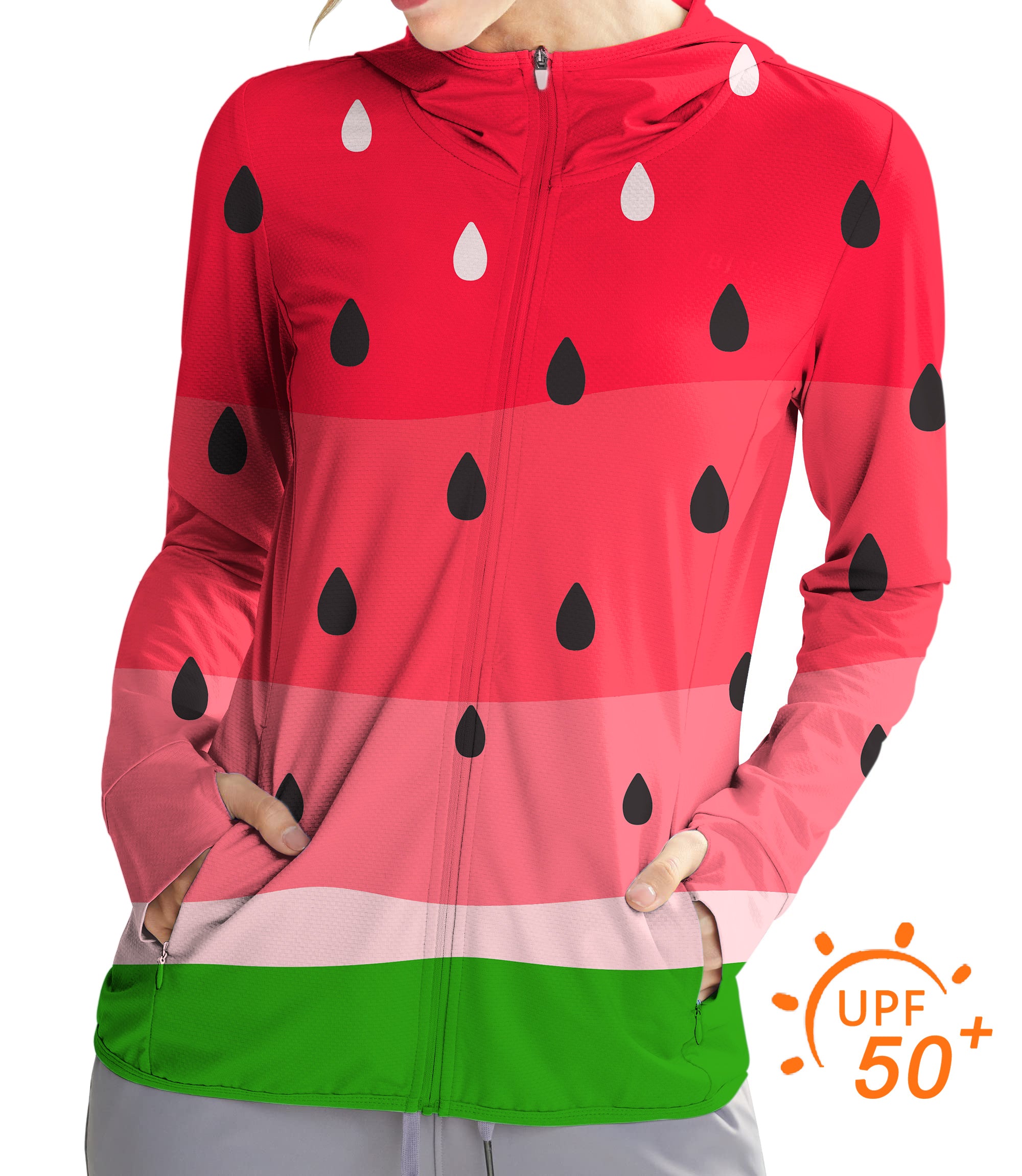 Women's Outdoor watermelon Golf Sun Protection Slim Fit zip hoodies