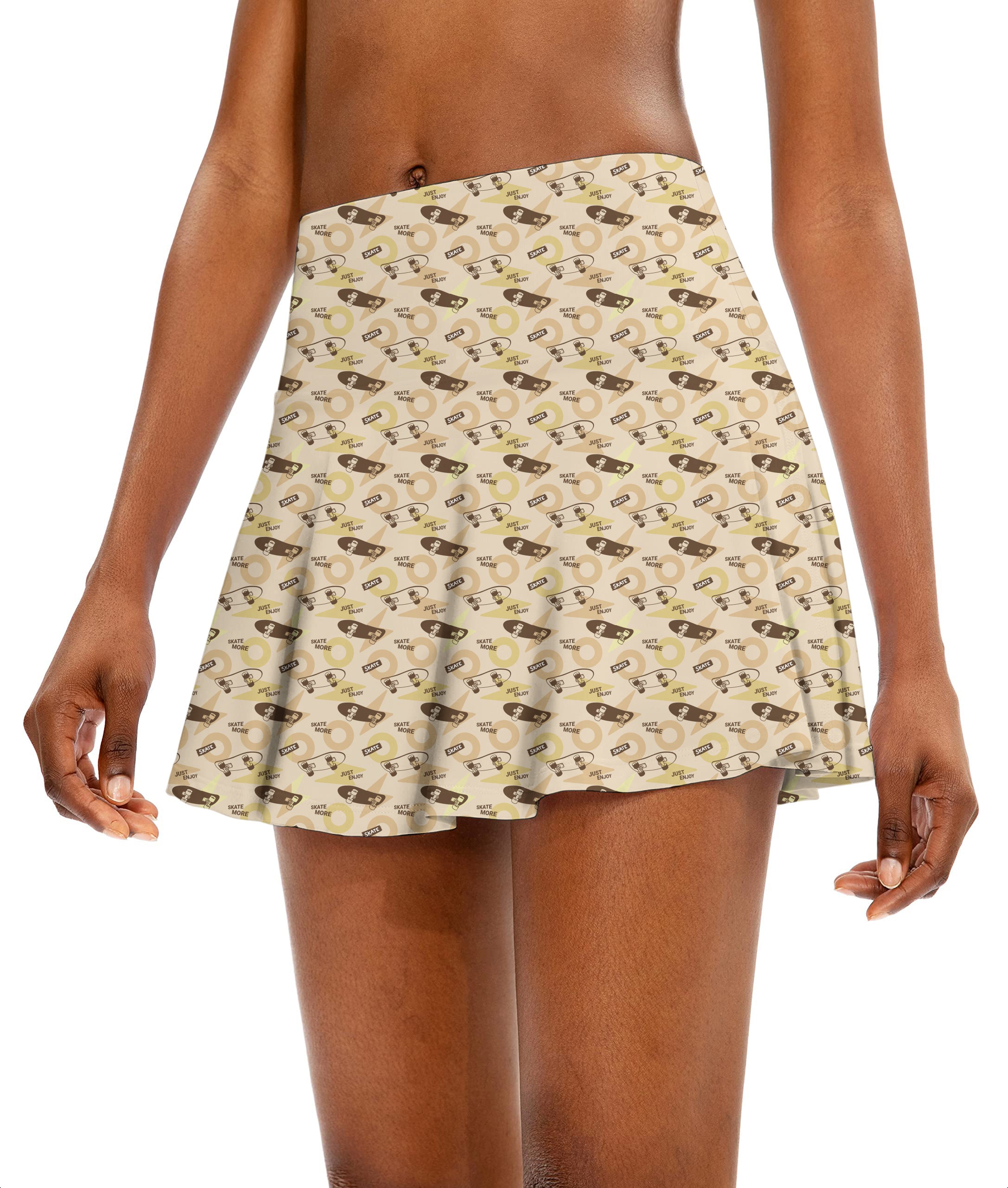 Khaki Skate More Women's Athletic Golf Skorts Flared Skirts