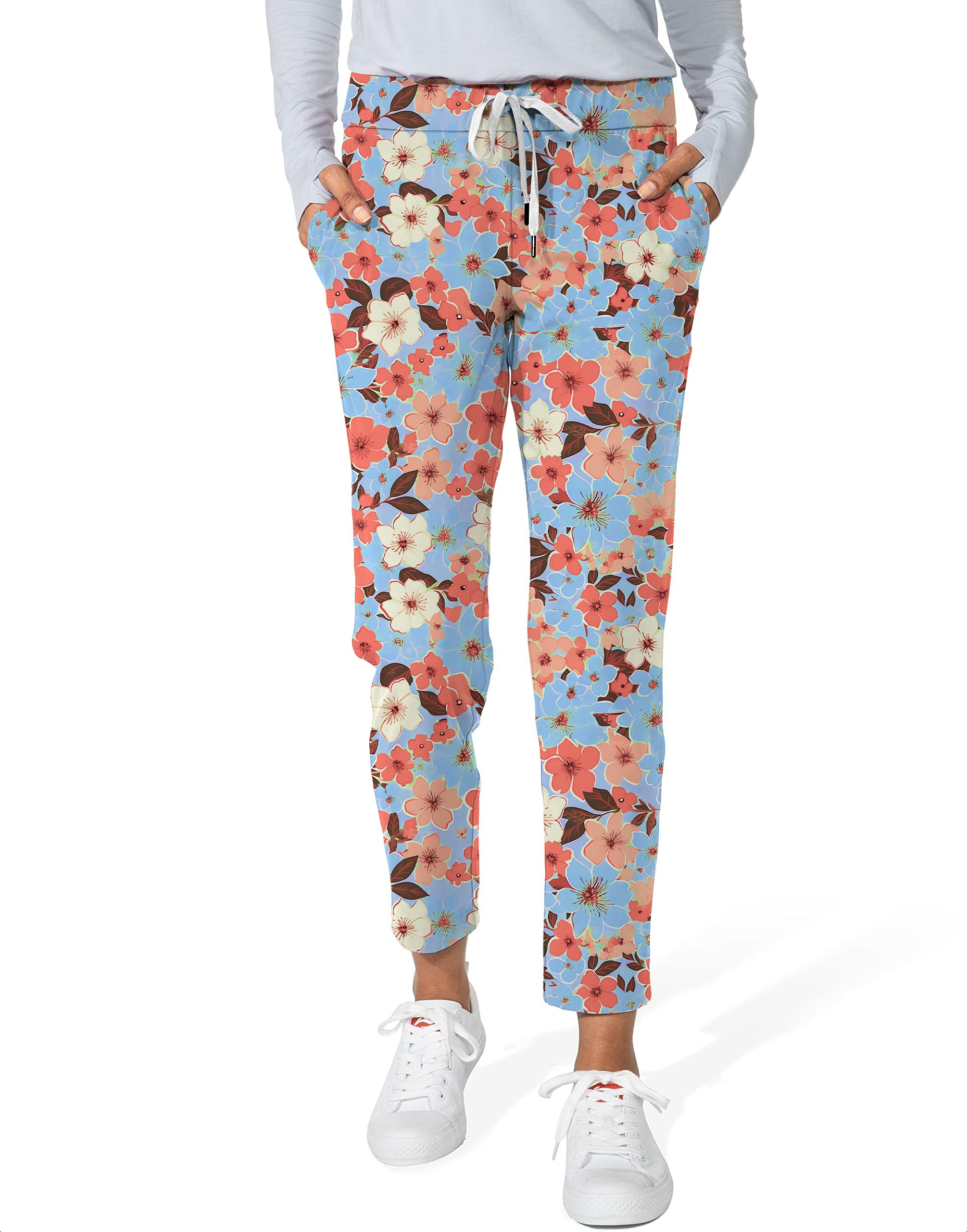 Light Tropical flowers Women's 7/8 Stretch Ankle Golf Pants